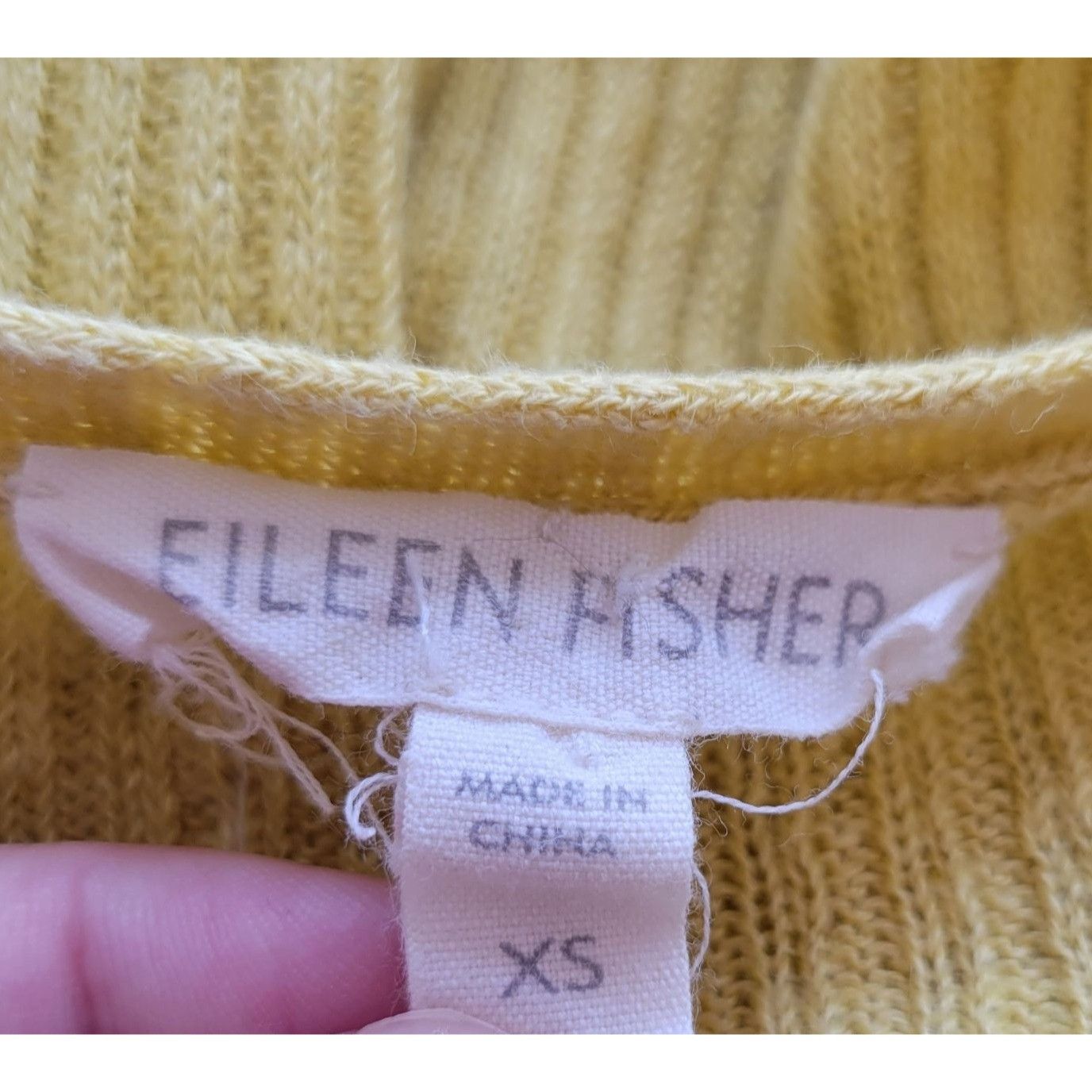 Eileen Fisher Eileen Fisher XS Yellow Ribbed Linen Sweater Lightweight Boa Size XS / US 0-2 / IT 36-38 - 4 Thumbnail