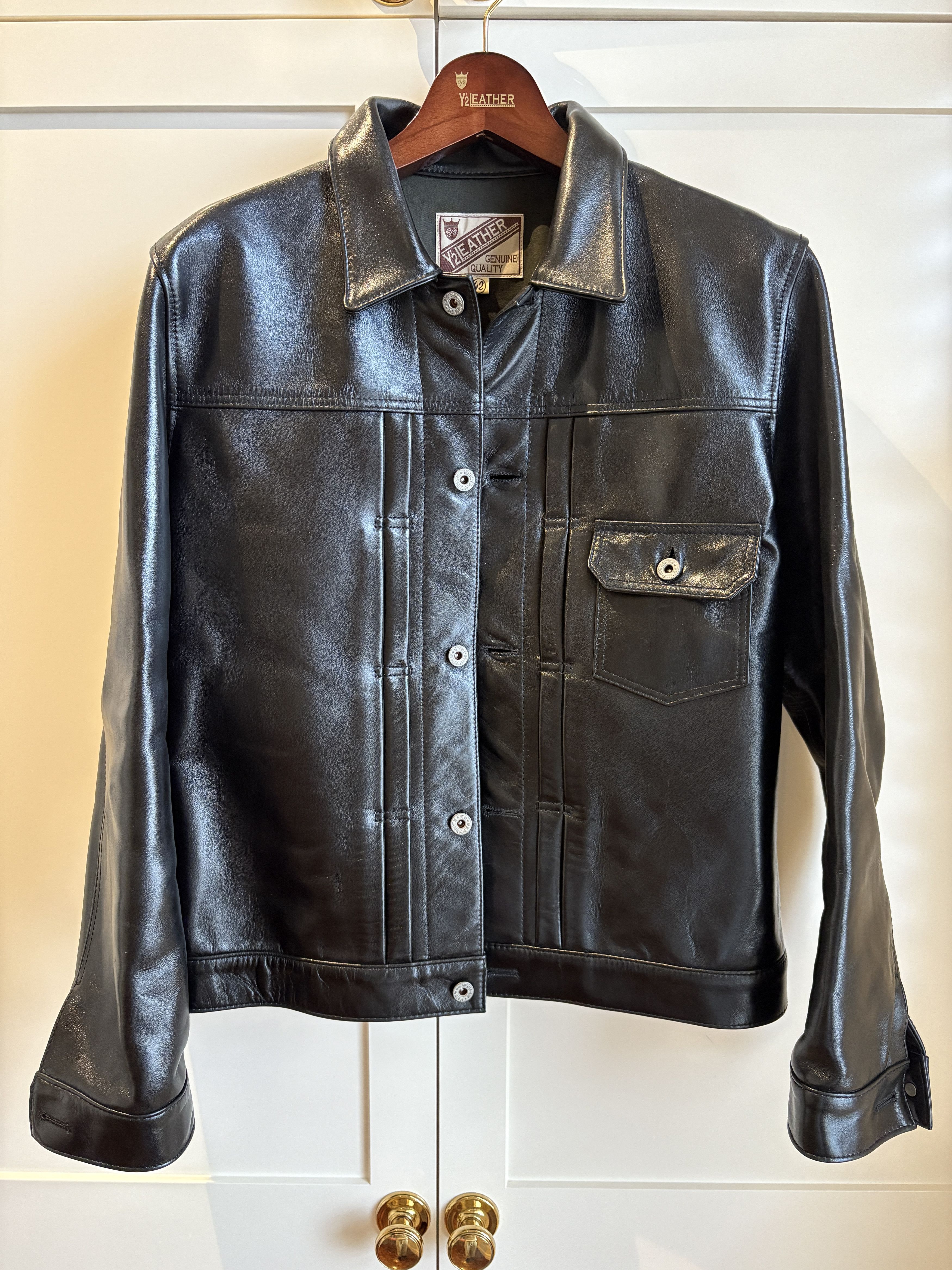 Y'2 Leather LB-140 Aniline Black Horse Hide Type 1 Jacket