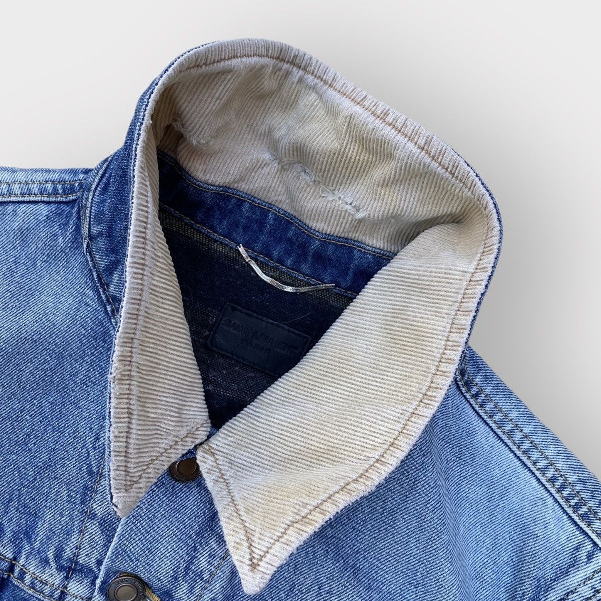 Saint Laurent Paris SLP Corduroy Collar Denim Jacket Size US XS / EU 42 / 0 - 4 Thumbnail