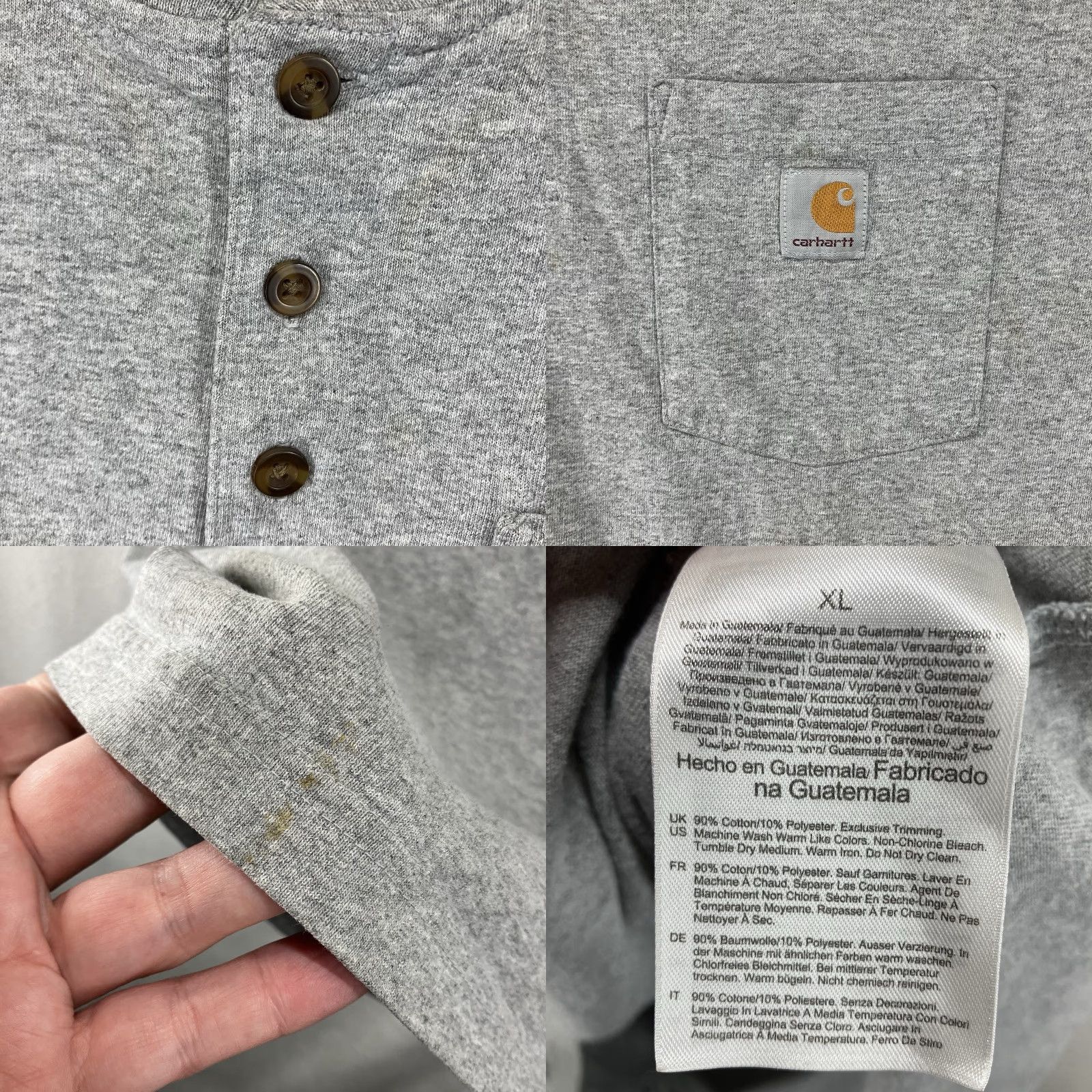 Carhartt Carhartt Shirt Mens Gray XL Henley Short Sleeve Relaxed Fit Cotton Polyester Blend Size US XL / EU 56 / 4 - 8 Thumbnail