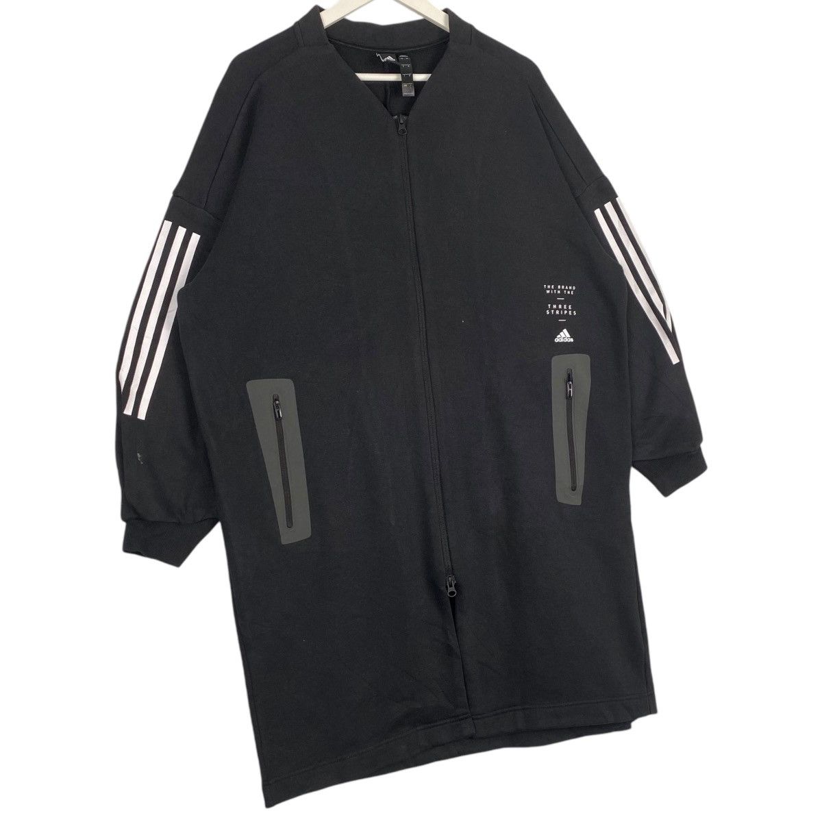 Adidas × Vintage Vintage Adidas Big Stript 3 Lines Full Zip Sweatshirt Black Size US XL / EU 56 / 4 - 2 Thumbnail