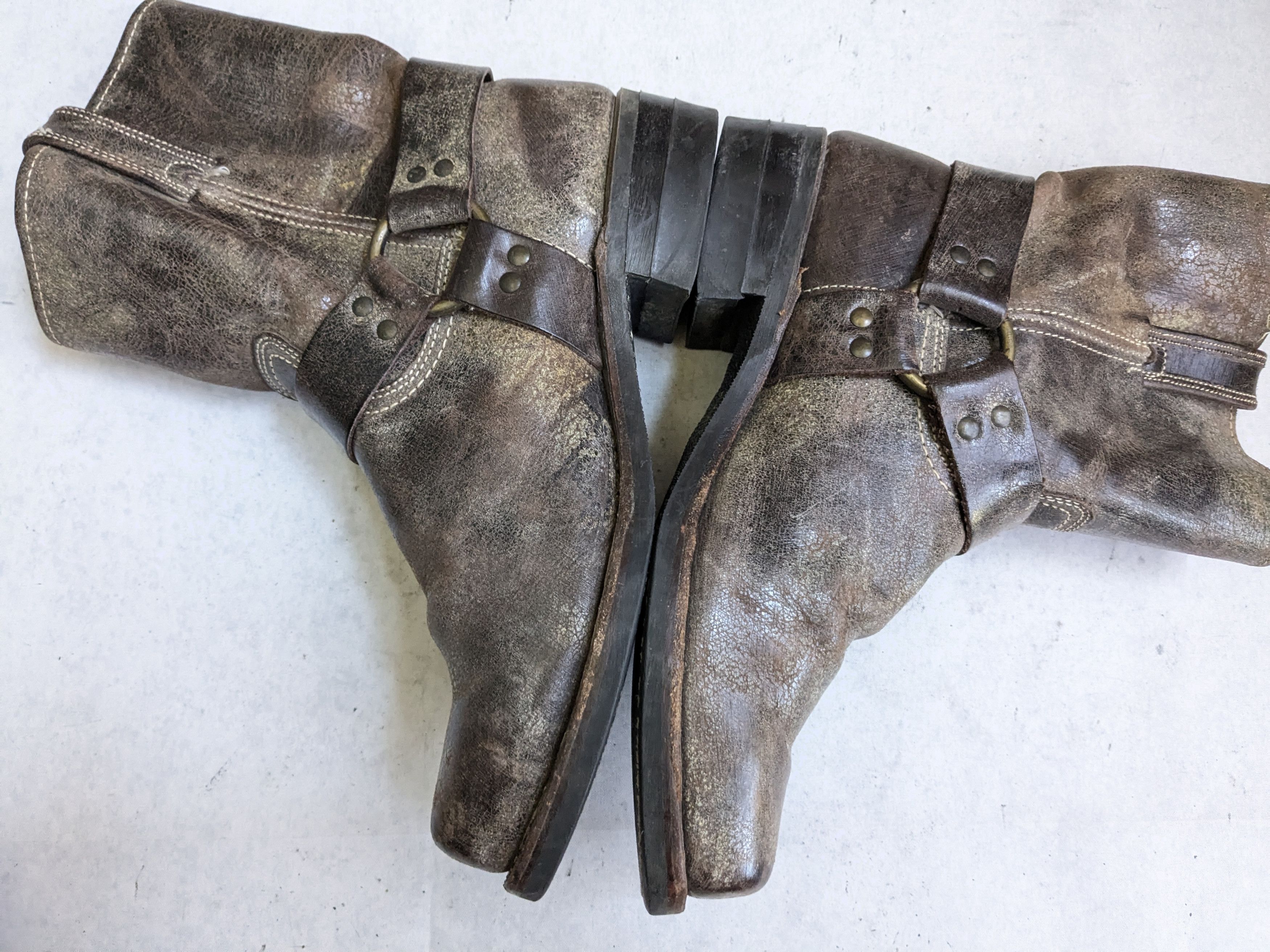 Frye Frye Harness Boots Brown Leather 11.5 M Leather Buckle Size US 11.5 / EU 44-45 - 10 Thumbnail