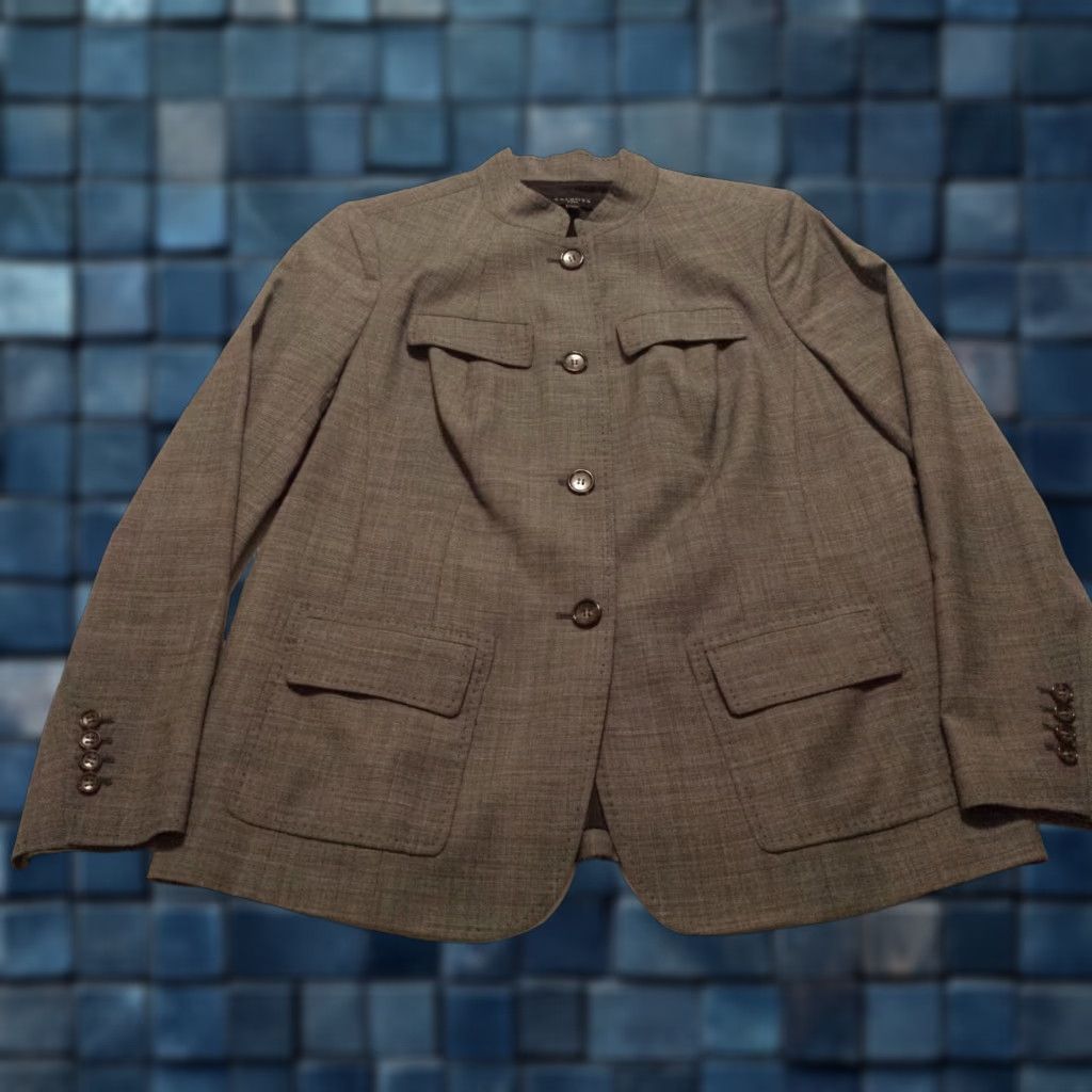 Talbots Talbots Jacket Womens 12W Plus Gray Wool Blend Button-Front Blazer Short Sleeve Office Workwear Basic Jacket Mens Womens? Size XL / US 12-14 / IT 48-50 - 1 Thumbnail