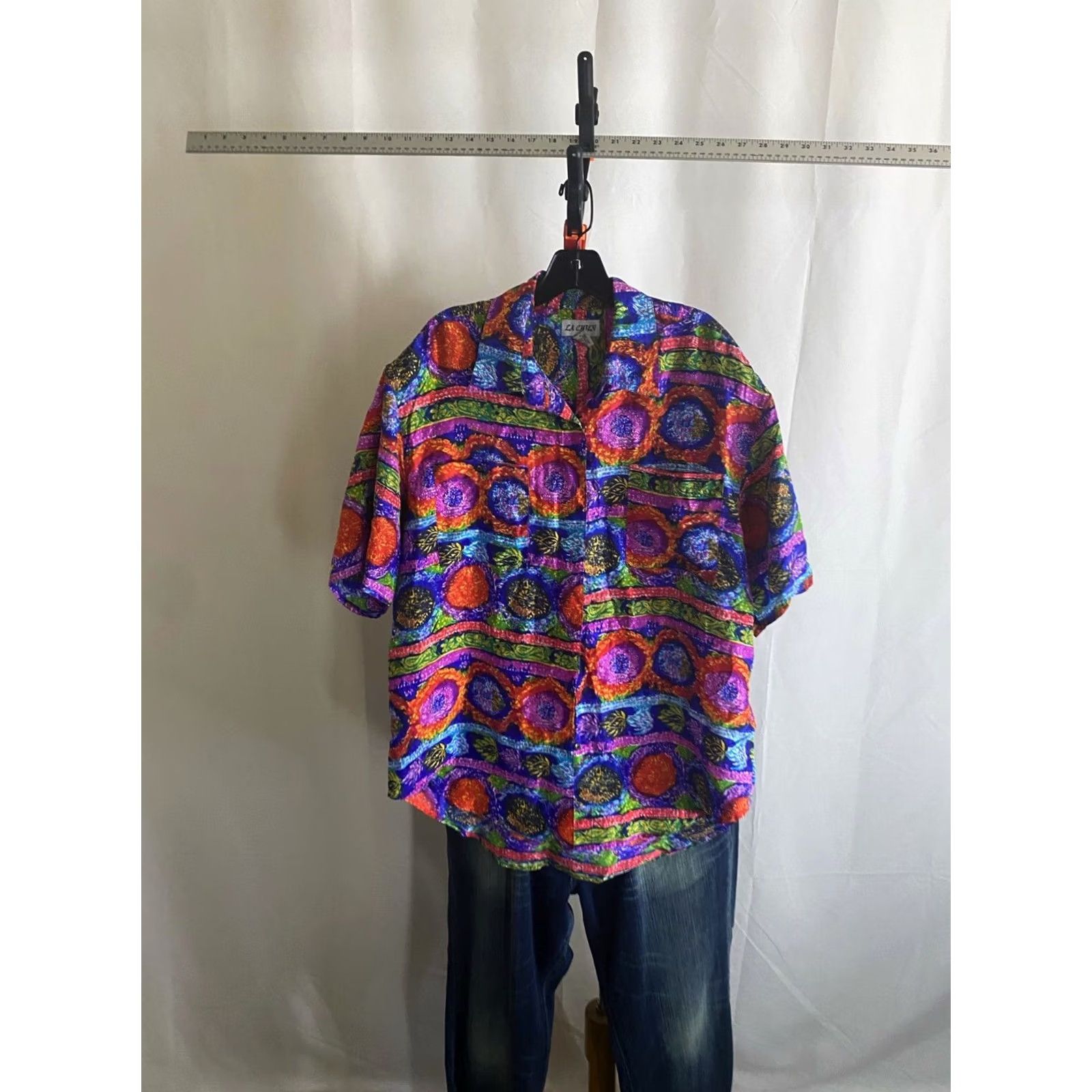 Bonobos WOMENS La Chien 100% Silk Artwork Padded Shoulders Shirt Large L Length 33 Size L / US 10 / IT 46 - 3 Thumbnail