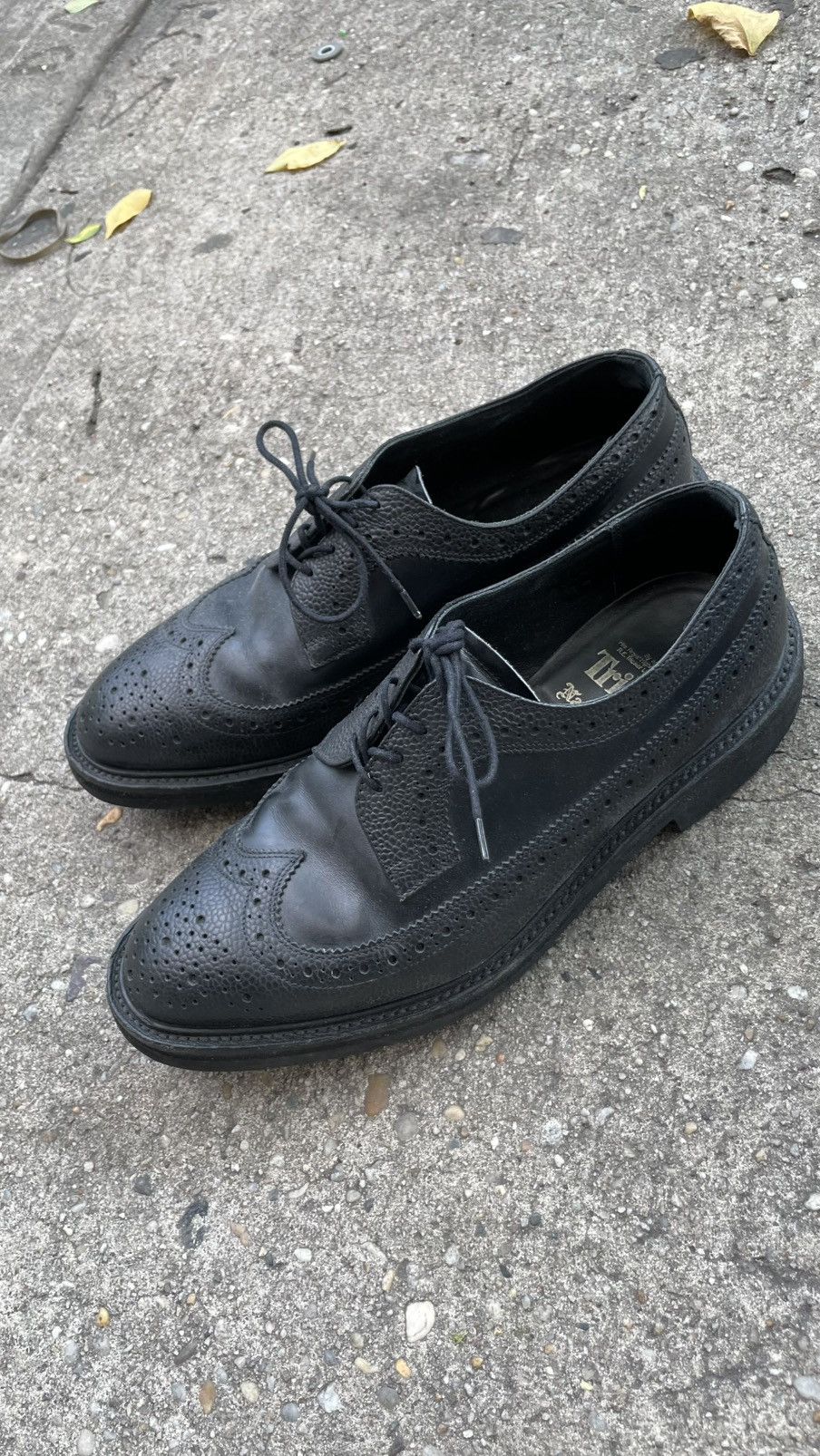 Tricker's Trickers Black Leather Derby Long Wing Brogue Vibram Sole Size US 9 / EU 42 - 1 Thumbnail
