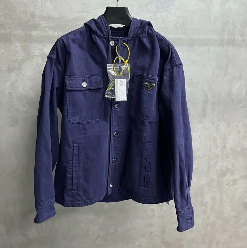 Prada Prada Blue Denim Hooded Jacket Size US XS / EU 42 / 0 - 1 Thumbnail
