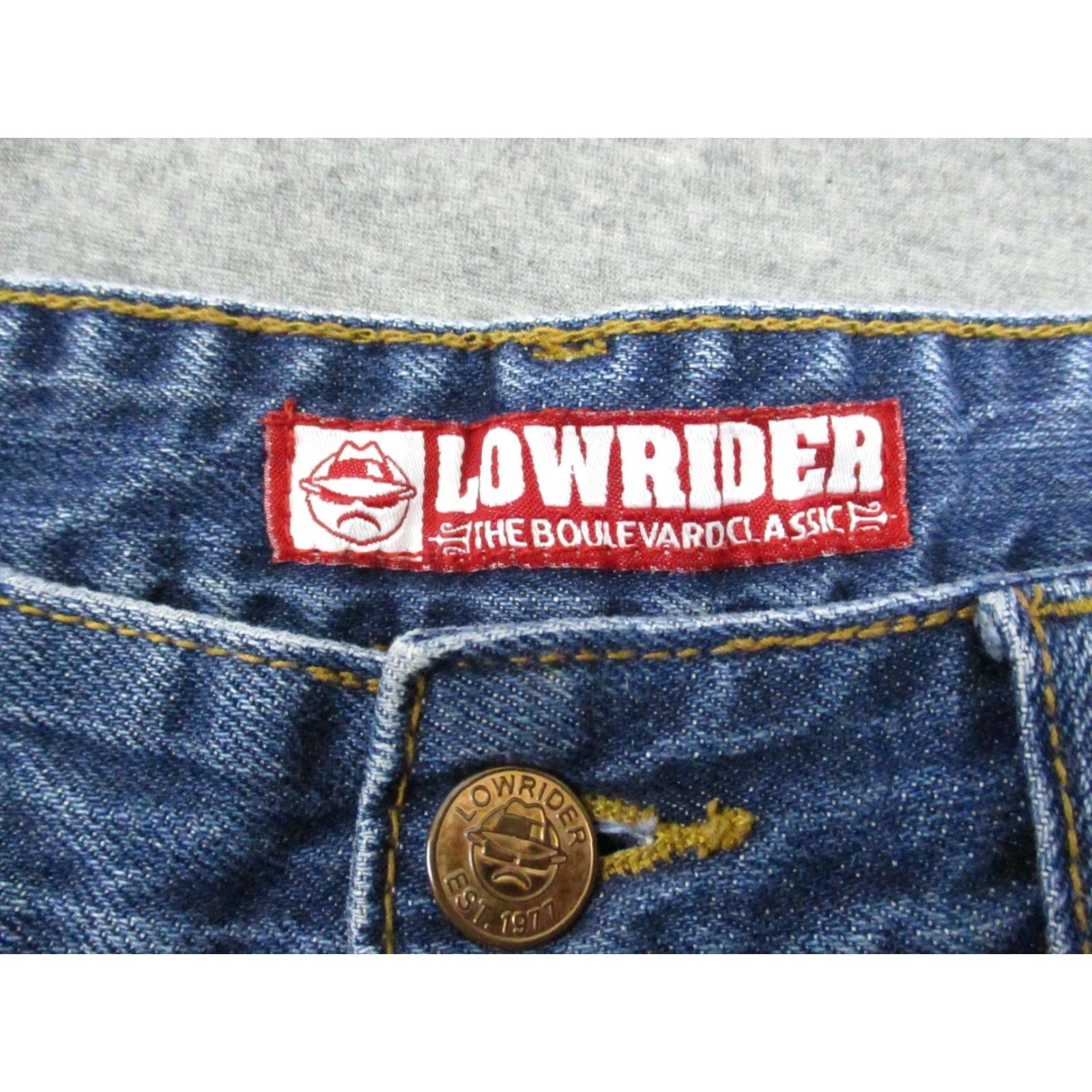Denime VINTAGE Lowrider Jeans 38x30 Denim Blue Distressed Baggy Mens Jeans Regular Men Blue Denim Distressed 90s Streetwear Mens Size US 36 / EU 52 - 2 Thumbnail