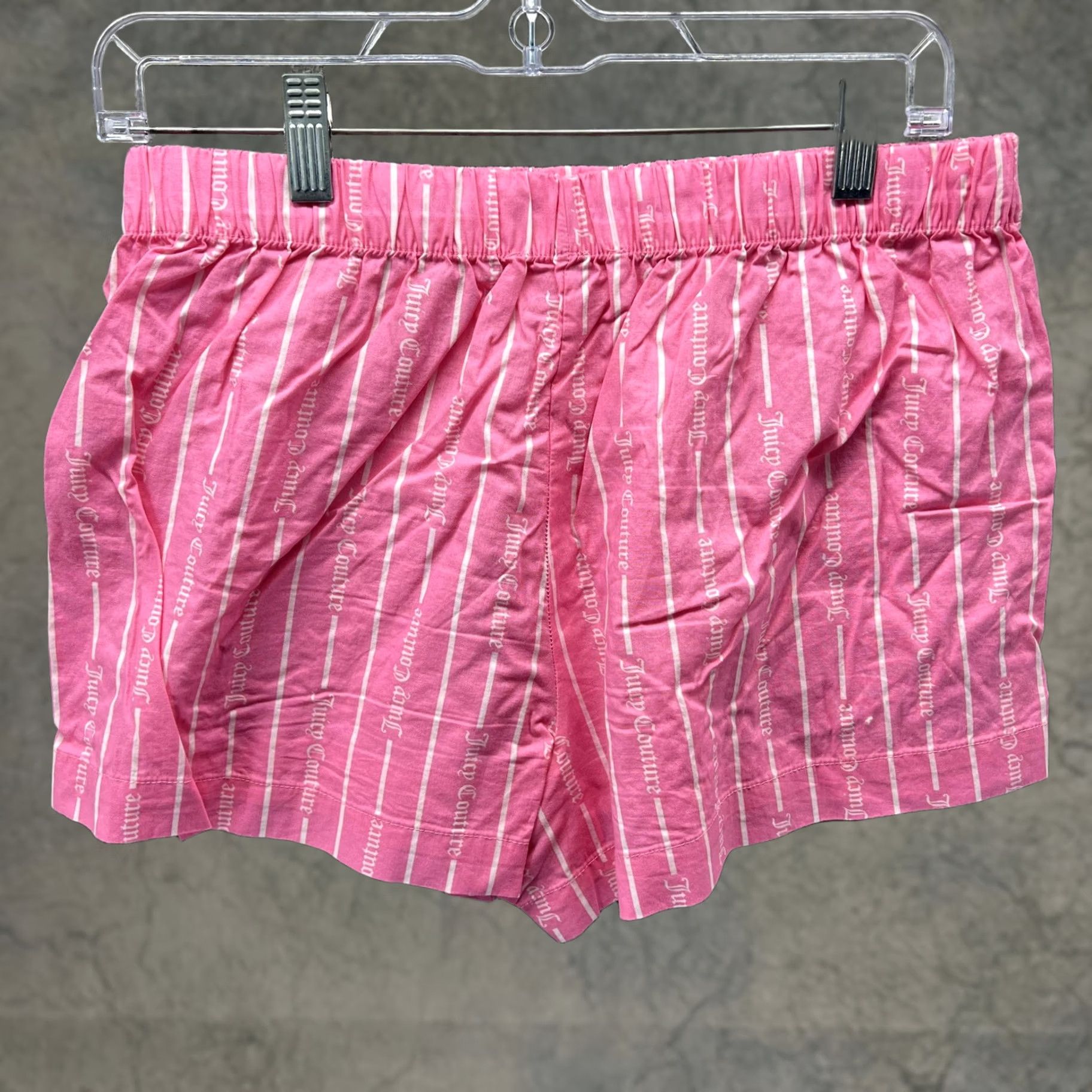 Juicy Couture Juicy Couture Sleep Shorts Womens Medium Pink Striped Logo Print Lounge Size 32" / US 10 / IT 46 - 1 Thumbnail