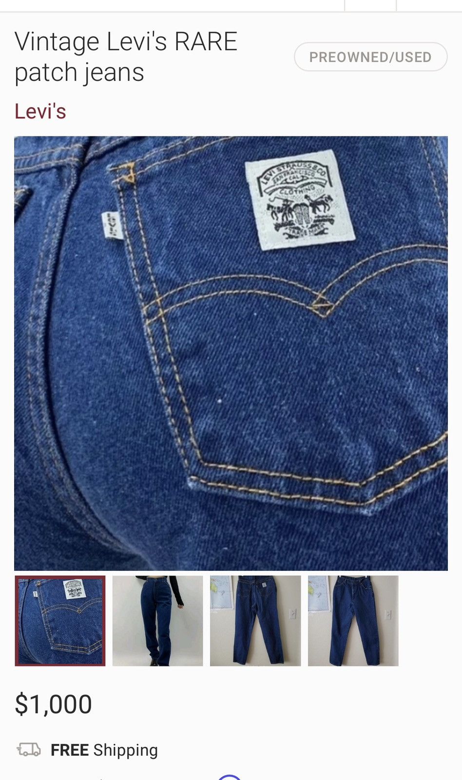 Levi's × Levi's Vintage Clothing × Vintage Vintage Levi’s 25” waist rare dark denim straight leg jeans Size 25" / US 0 / IT 36 - 6 Thumbnail