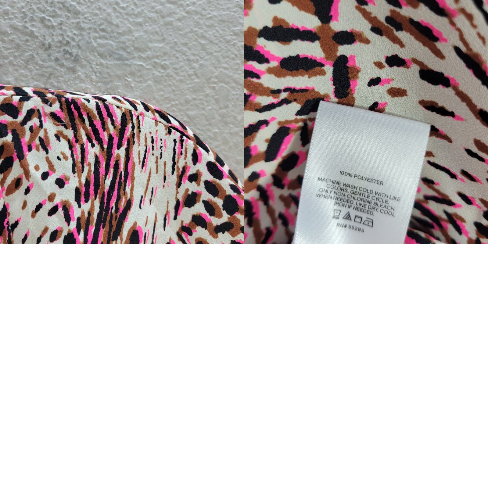 Express Express Blouse Shirt Puff Sleeve Cross Front XL White Pink Brown Abstract Women's Shirt Size XL / US 12-14 / IT 48-50 - 8 Thumbnail