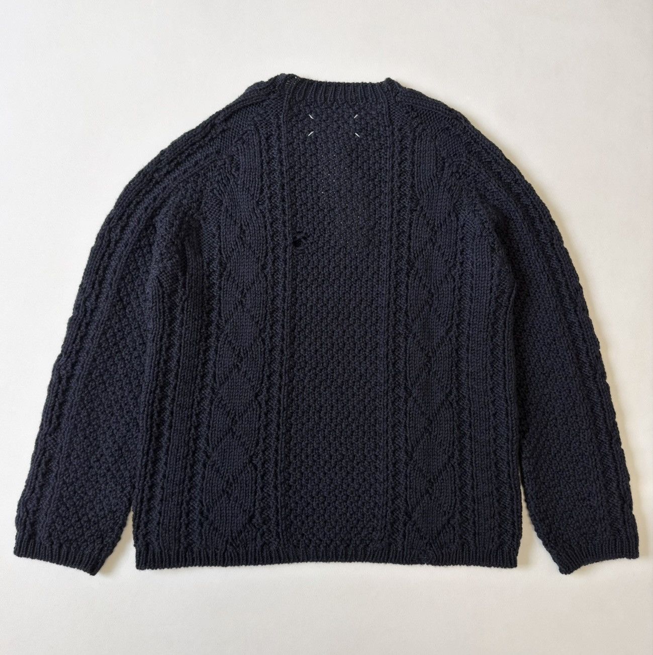 Maison Margiela A/W 21 Distressed Blue Cable Knit Sweater Size US XL / EU 56 / 4 - 12 Thumbnail