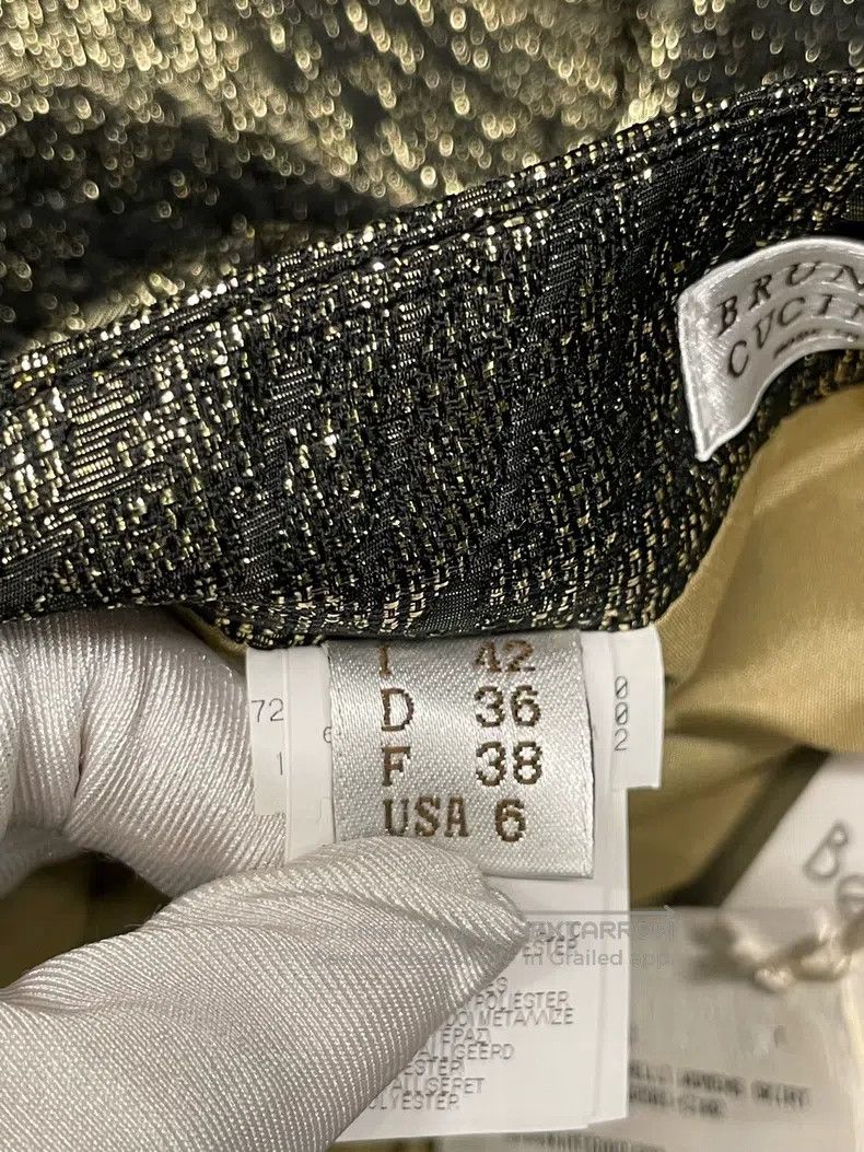 Brunello Cucinelli Brunello Cucinelli Military Green Gold Metallic Polyester Size 27" / US 4 / IT 40 - 7 Thumbnail