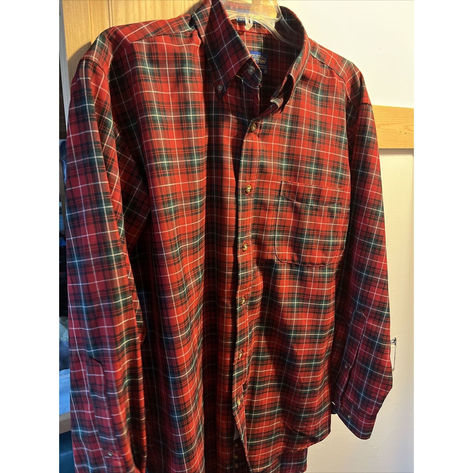 Pendleton Pendleton Sir Men’s M Red green Plaid Button Down Wool Shirt Size US M / EU 48-50 / 2 - 5 Thumbnail