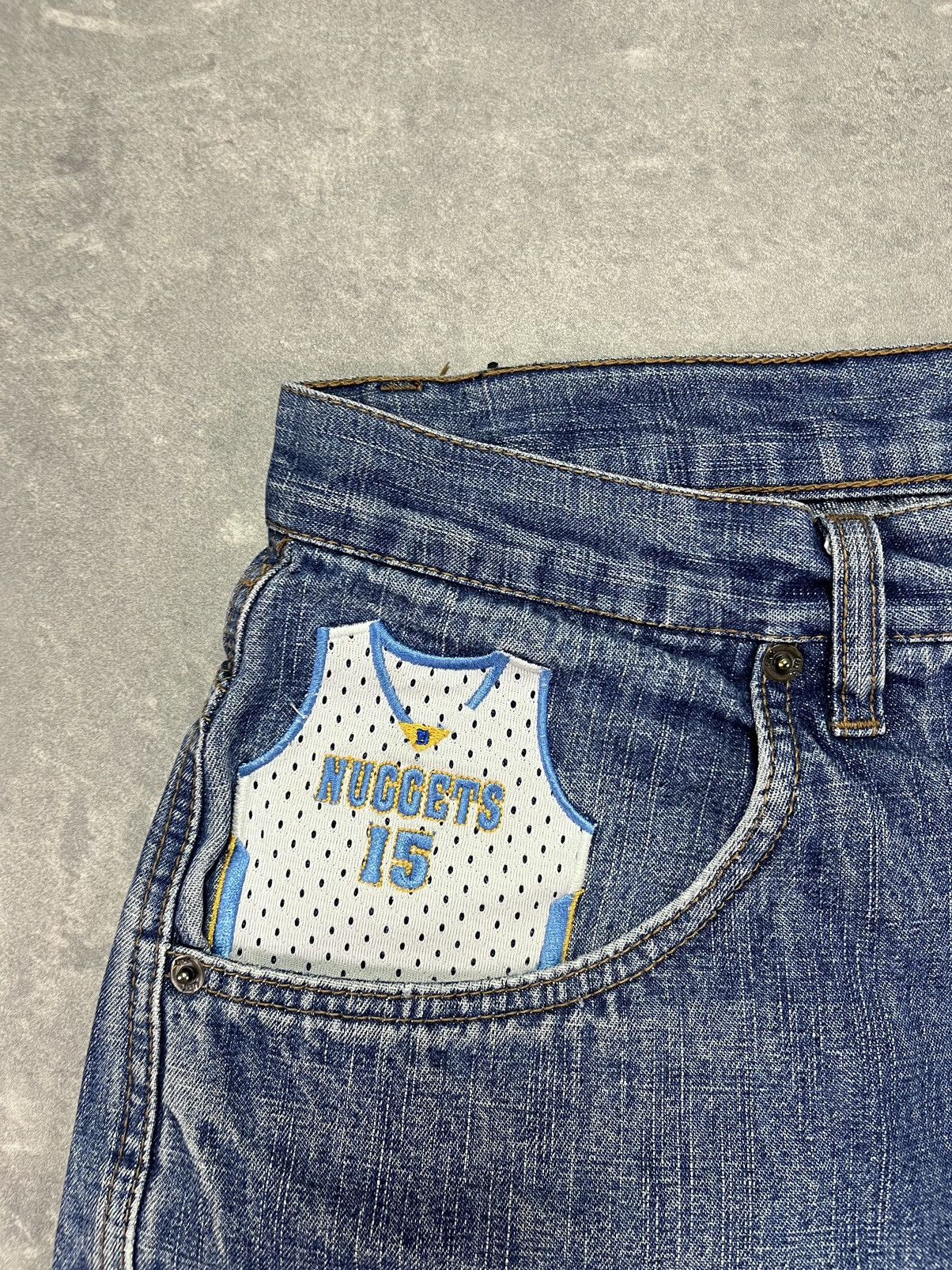 NBA UNK NBA Denver Nuggets Printed Baggy Denim Jeans 34 Size US 34 / EU 50 - 8 Thumbnail