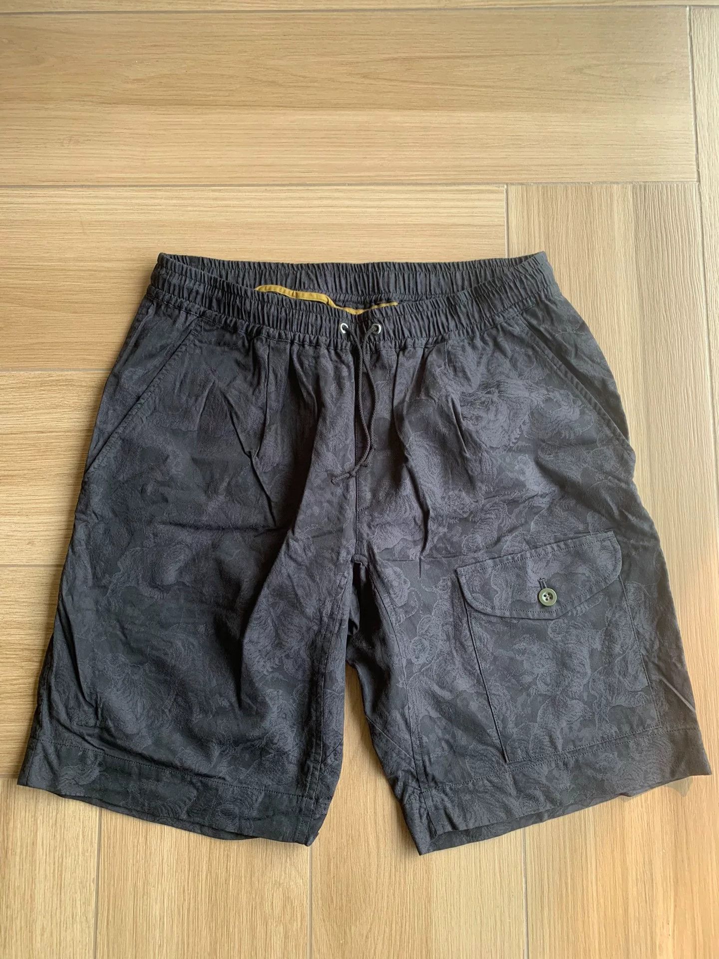 black cotton drawstring beach shorts