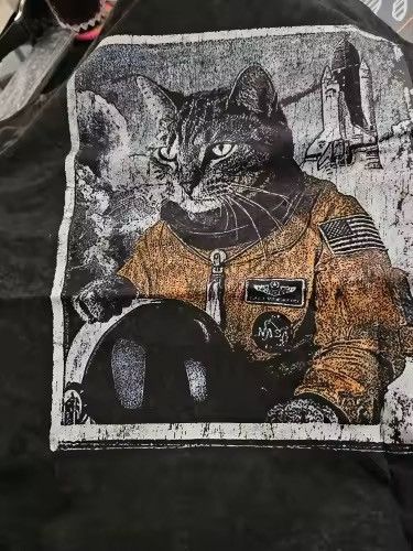 Japanese Brand Vintage Wash Astraunut Cat Tee Size US XXL / EU 58 / 5 - 2 Thumbnail