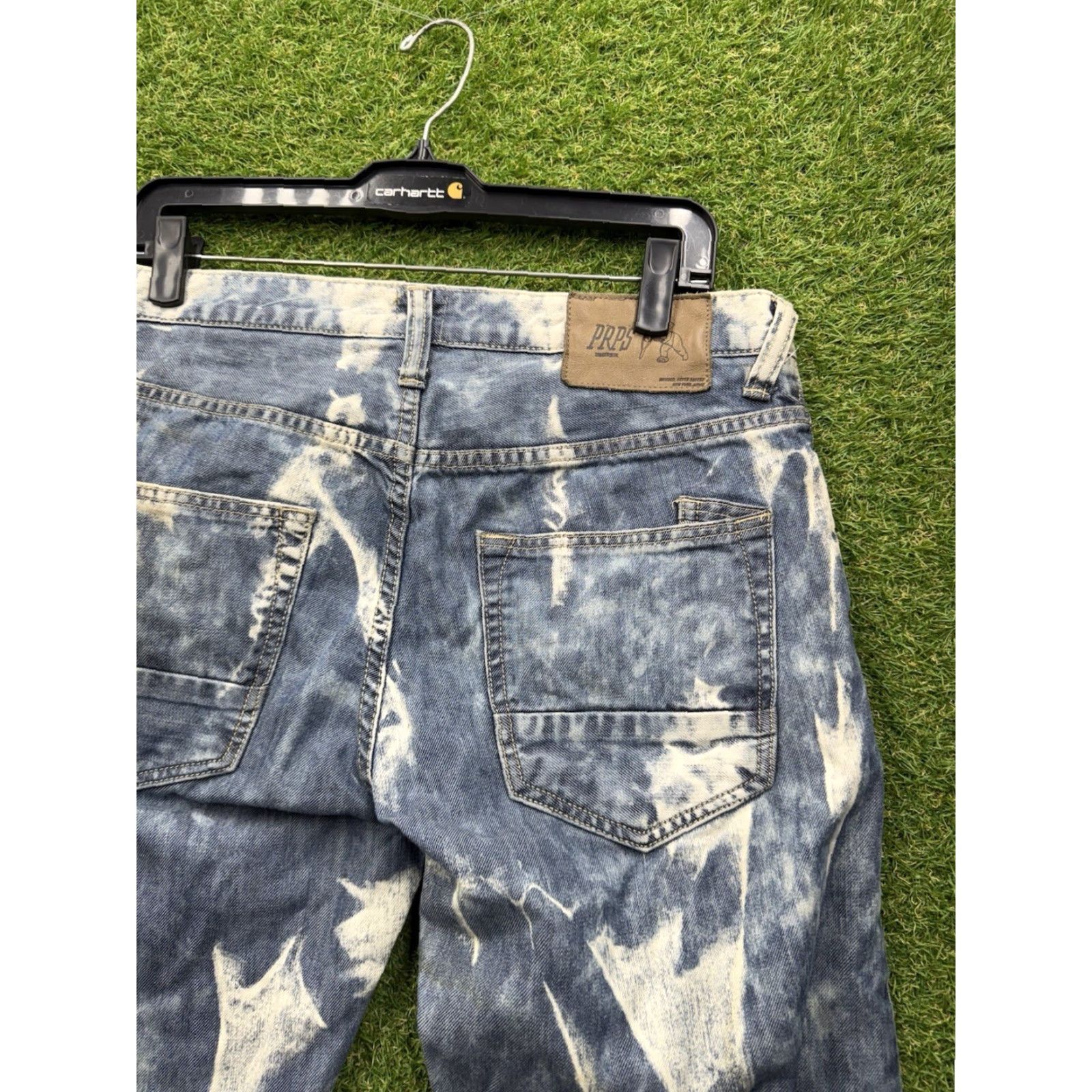 Prps PRPS Jeans Mens 32 Faded Distressed Stretch Denim Blue 90s Designer Jeans Slim Straight Regular 5-Pocket City Grunge Hipster Size US 32 / EU 48 - 3 Thumbnail