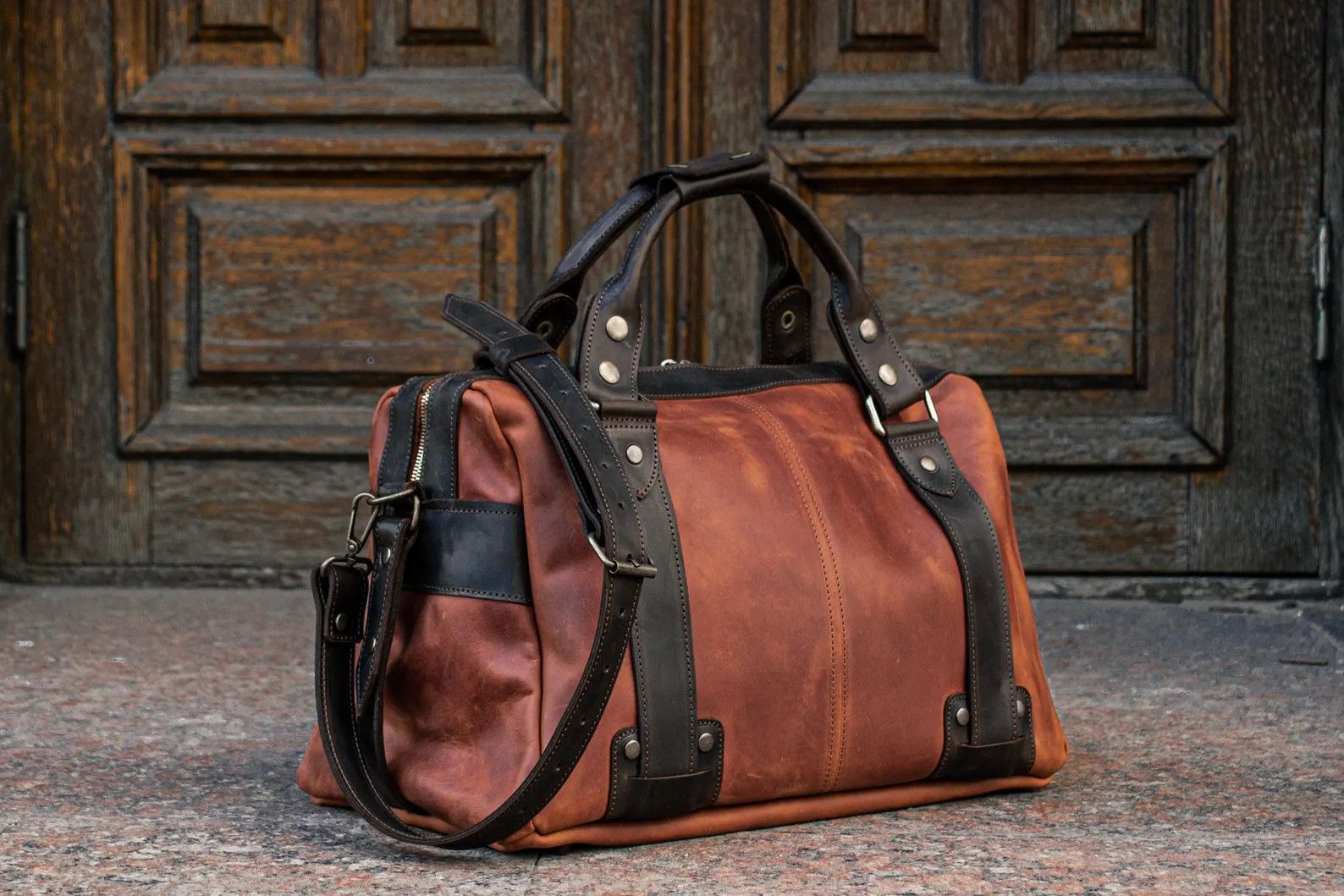 Handmade Leather satchel. Men's leather bag. Travel bag for a laptop Size ONE SIZE - 5 Thumbnail