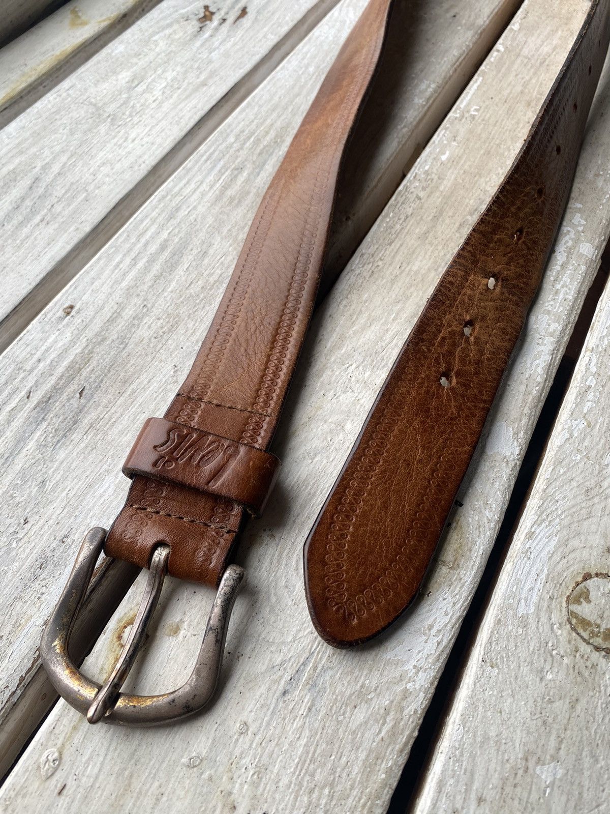 Levi's × Levi's Vintage Clothing × Vintage Cowboy 90s Levi’s Leather Black Belt Made In Italy Size ONE SIZE - 4 Thumbnail