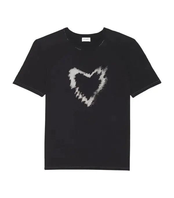 Saint Laurent Paris o1bcso1str0525 Heart Print T-Shirt in Black Size US L / EU 52-54 / 3 - 1 Thumbnail