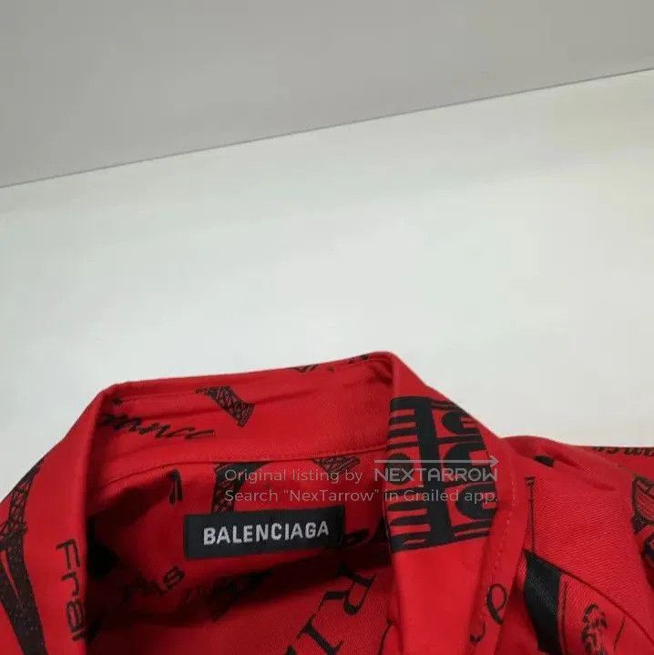 Balenciaga Balenciaga Classic Red Print Short Sleeve Shirt. Size US M / EU 48-50 / 2 - 4 Thumbnail