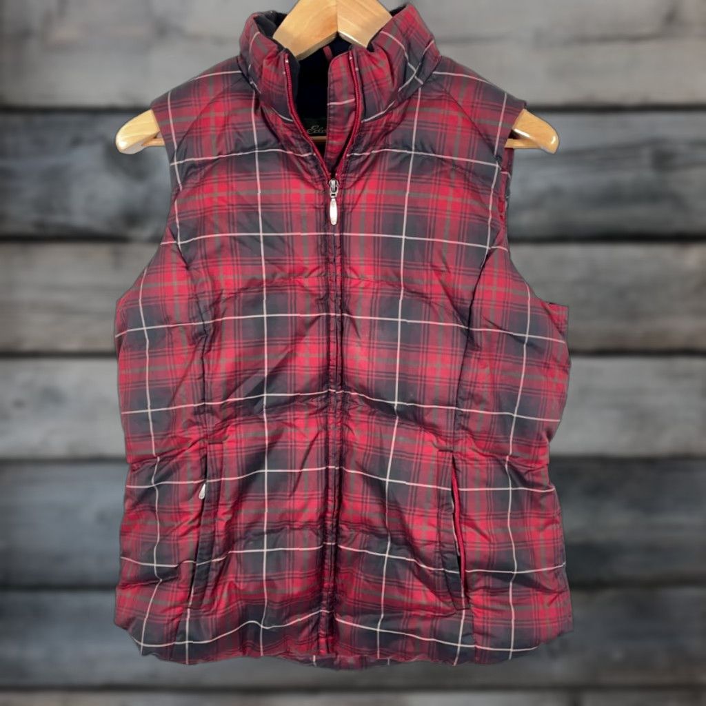 Eddie Bauer Eddie Bauer Vest Puffer Jacket Women's Medium Red Shadow Plaid Full Zip Down Insulated Casual All Seasons Size M / US 6-8 / IT 42-44 - 1 Thumbnail