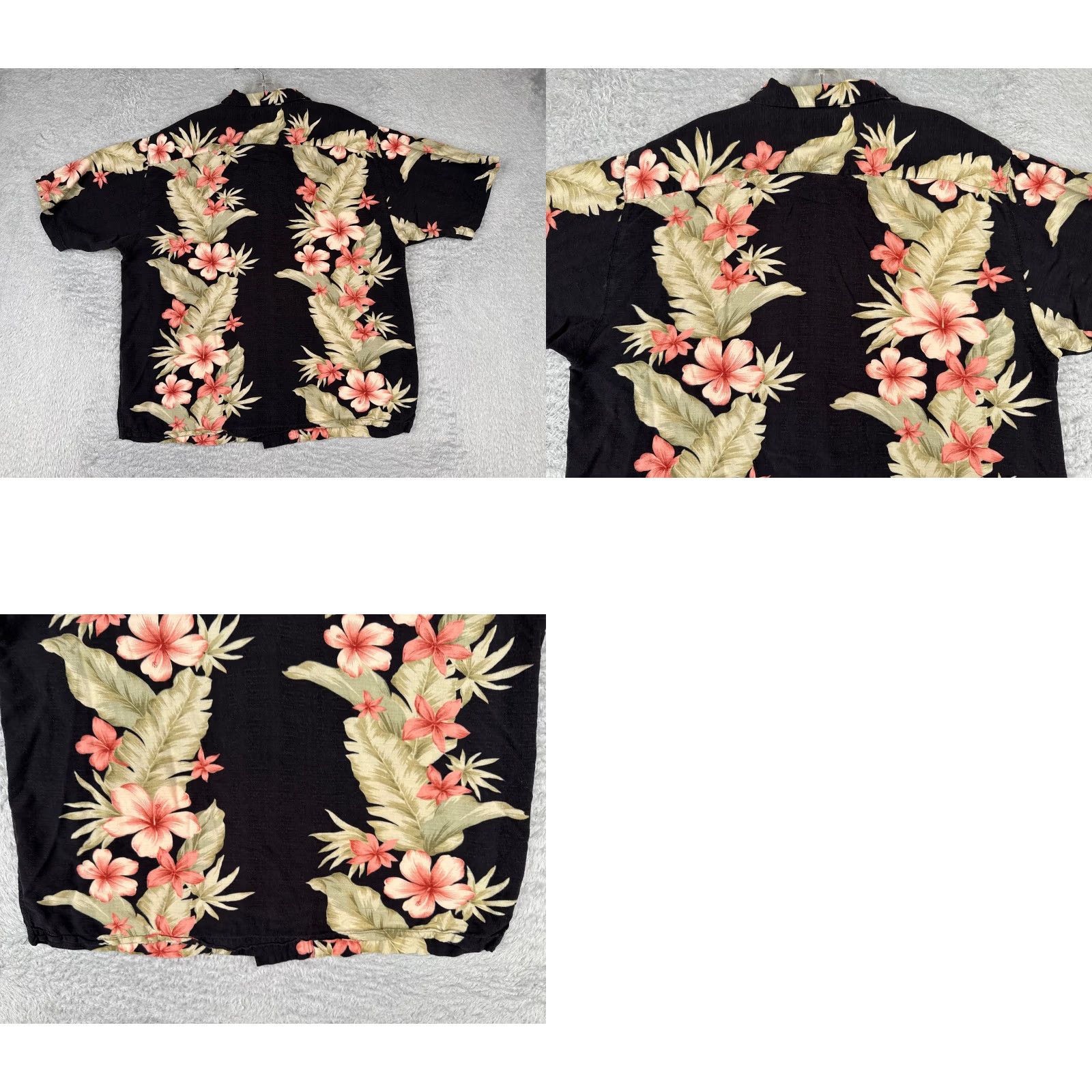 George Breakwater Shirt Men Large Black Pink Green Floral Palm Leaf 100% Rayon Pocket Size US L / EU 52-54 / 3 - 9 Thumbnail