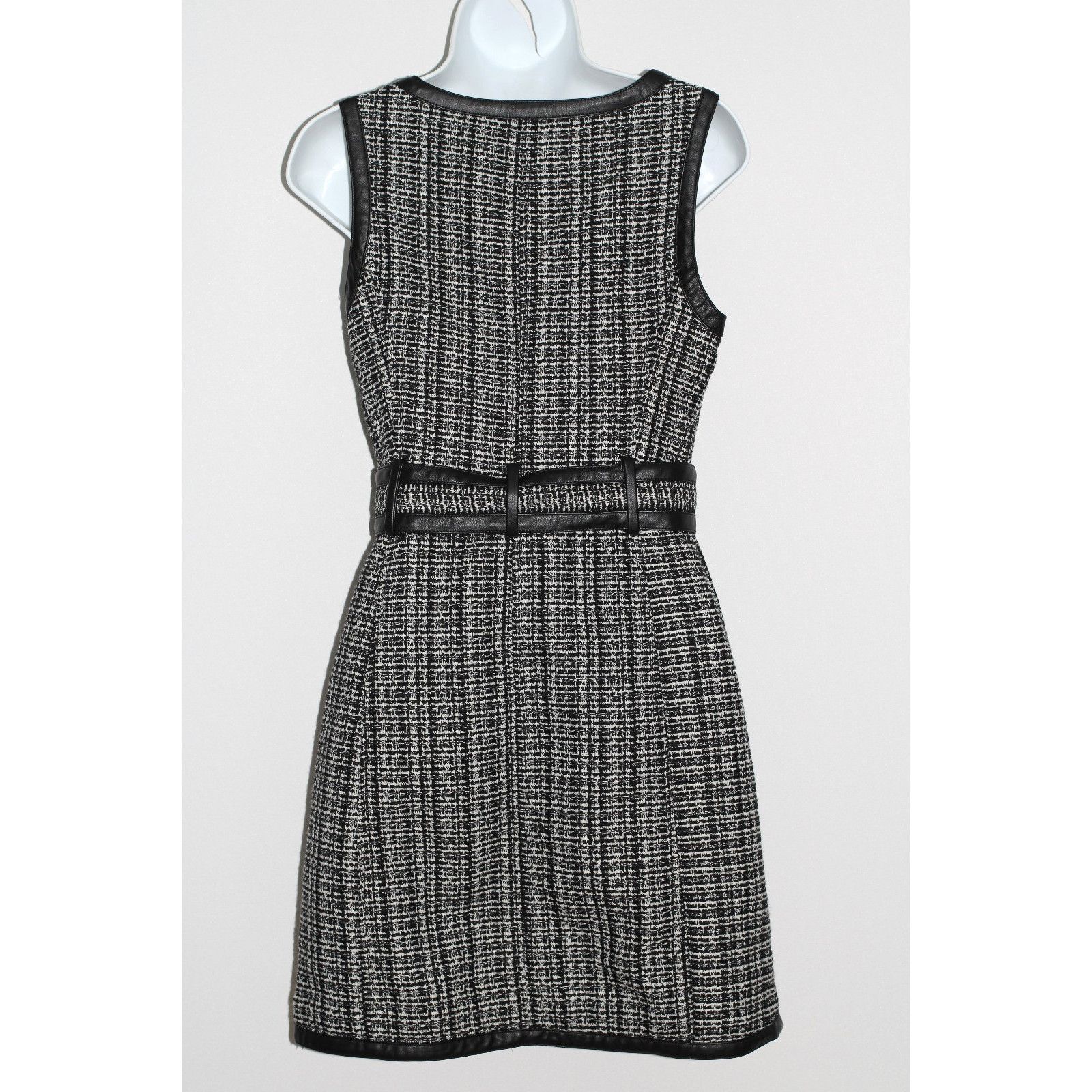 Anthropologie ANTHROPOLOGIE Maeve Tweed Faux Leather Trm Mini Dress 2 $170 Size XS / US 0-2 / IT 36-38 - 5 Thumbnail