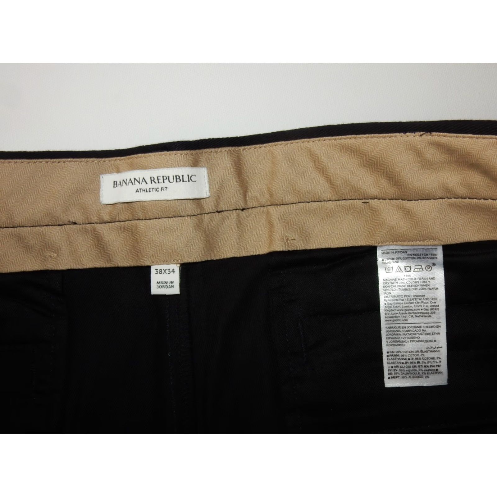 Banana Republic Banana Republic Pants Men Khaki 38x34 Inseam 34 Flat Front Athletic Fit Black Cotton Band Reg Regular Mens Size US 38 / EU 54 - 5 Thumbnail