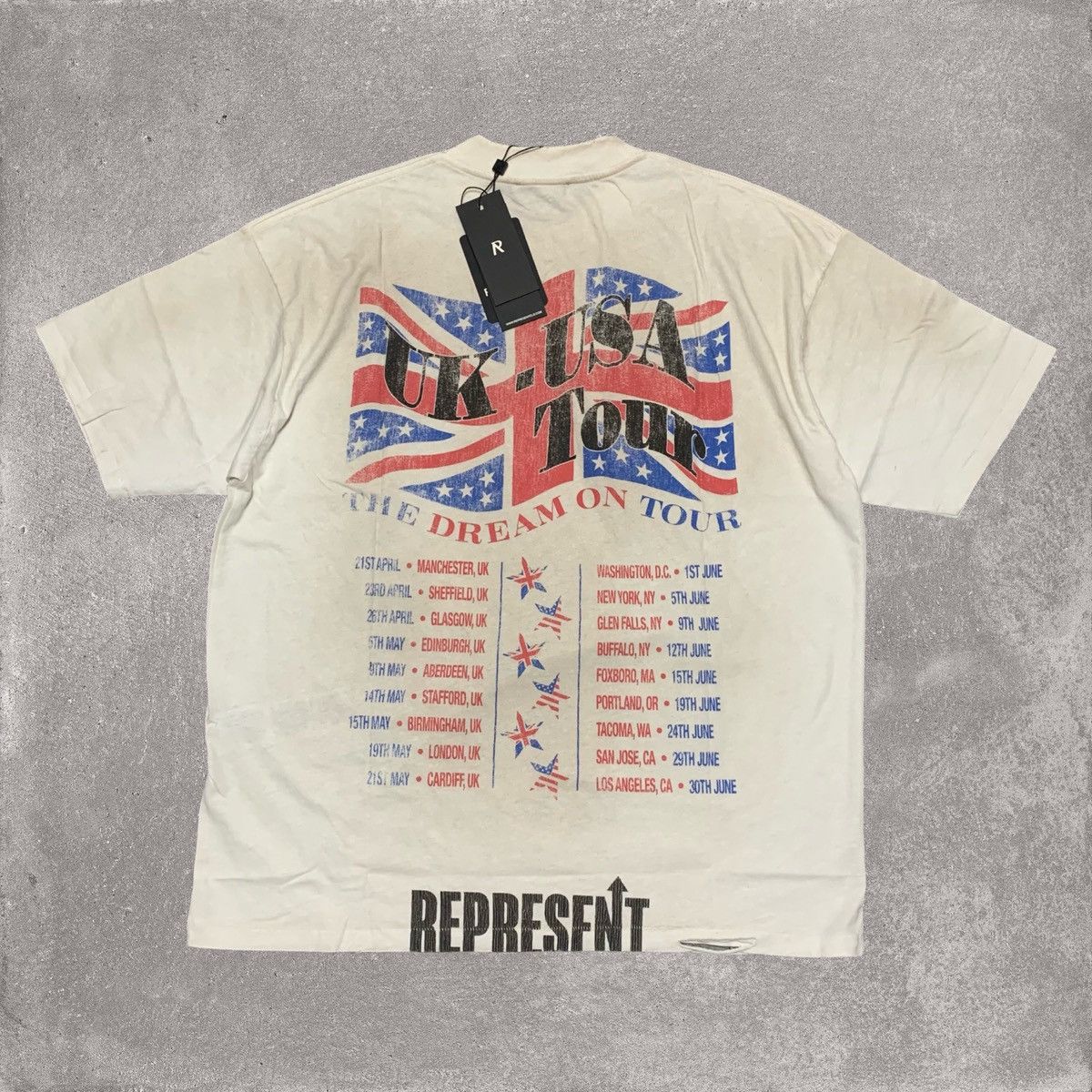 Represent Clo. Represent Medium Dream On Tour Washed Ecru White Tee Size US M / EU 48-50 / 2 - 2 Thumbnail