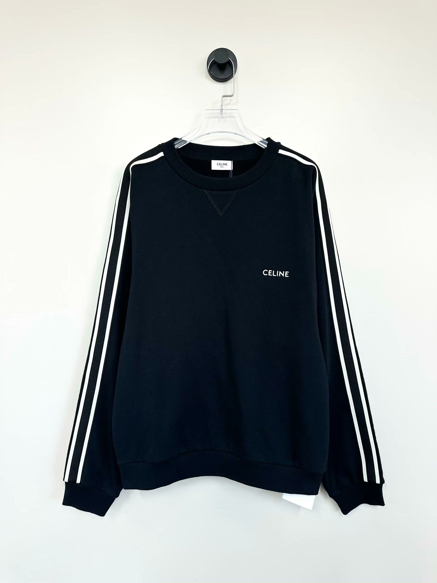 Celine Celine Black Striped Logo Long-Sleeve Sweatshirt Size S / US 4 / IT 40 - 1 Thumbnail