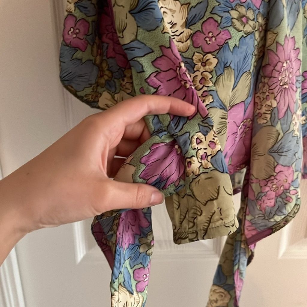 Other Floral Tie Front Wrap Short Sleeve Wrap/Blouse/Kimono Size XL / US 12-14 / IT 48-50 - 10 Thumbnail