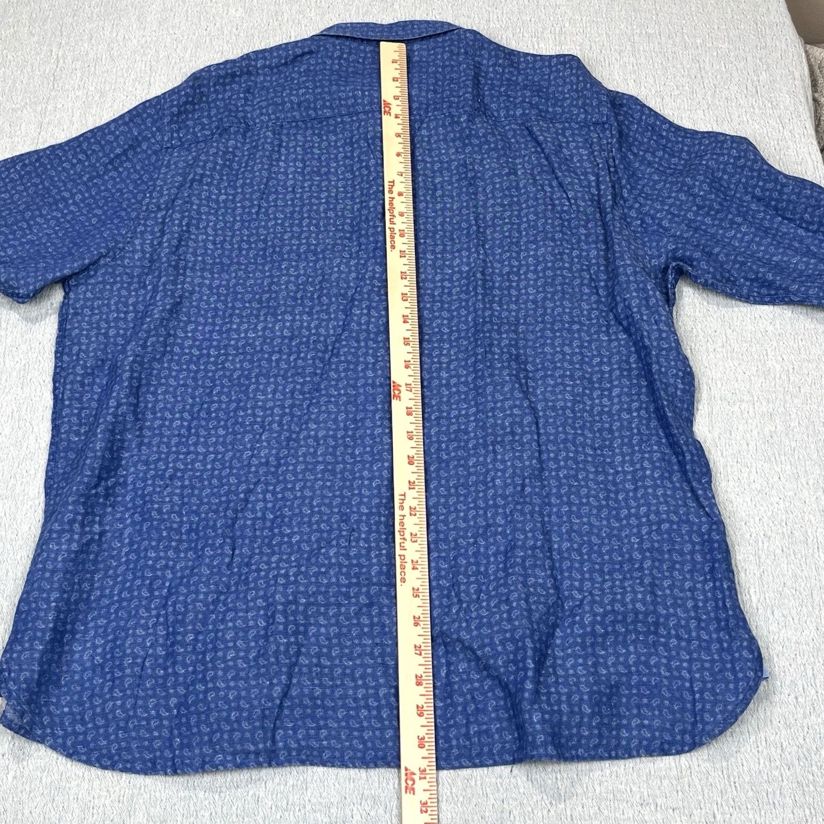 Johnston & Murphy Johnston & Murphy Mens XL Blue Paisley Long Sleeve Button-Up Linen Shirt Size US XL / EU 56 / 4 - 8 Thumbnail
