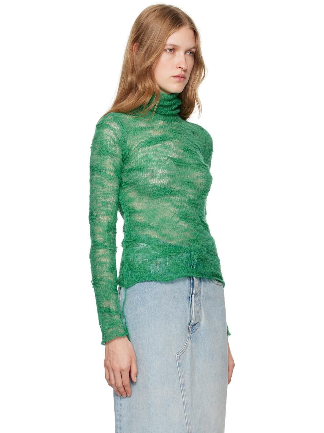 Maison Margiela oc11z0925 Numeric Turtleneck Sweater in Green Size S / US 4 / IT 40 - 3 Thumbnail