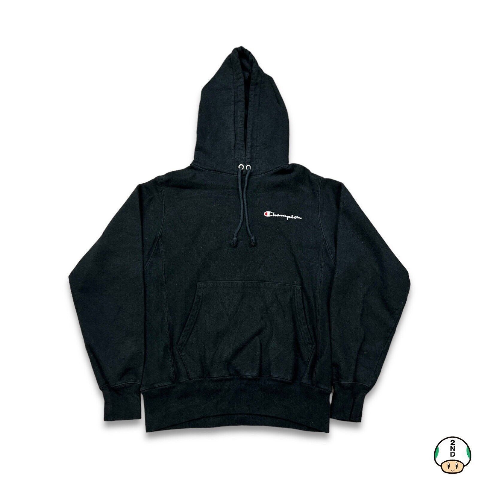 Champion × Vintage Champion Hoodie Small Reverse Weave Script Hooded Sweatshirt Size US S / EU 44-46 / 1 - 1 Thumbnail
