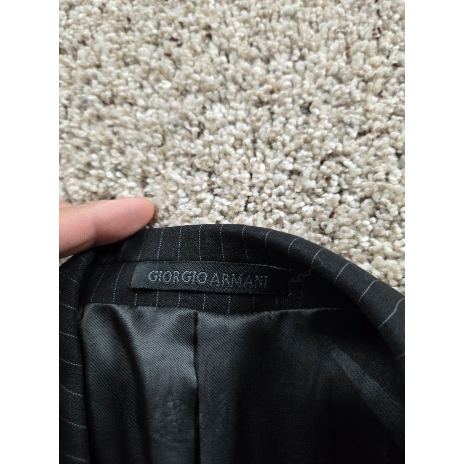 Giorgio Armani Giorgio Armani Le Collezioni Suit Jacket Black Pinstripe 40US 50EU Notch Lapel Three-Button Single-Breasted Wool Blazer Men 2 Piece Italy Vintage: No Size 40R - 6 Thumbnail