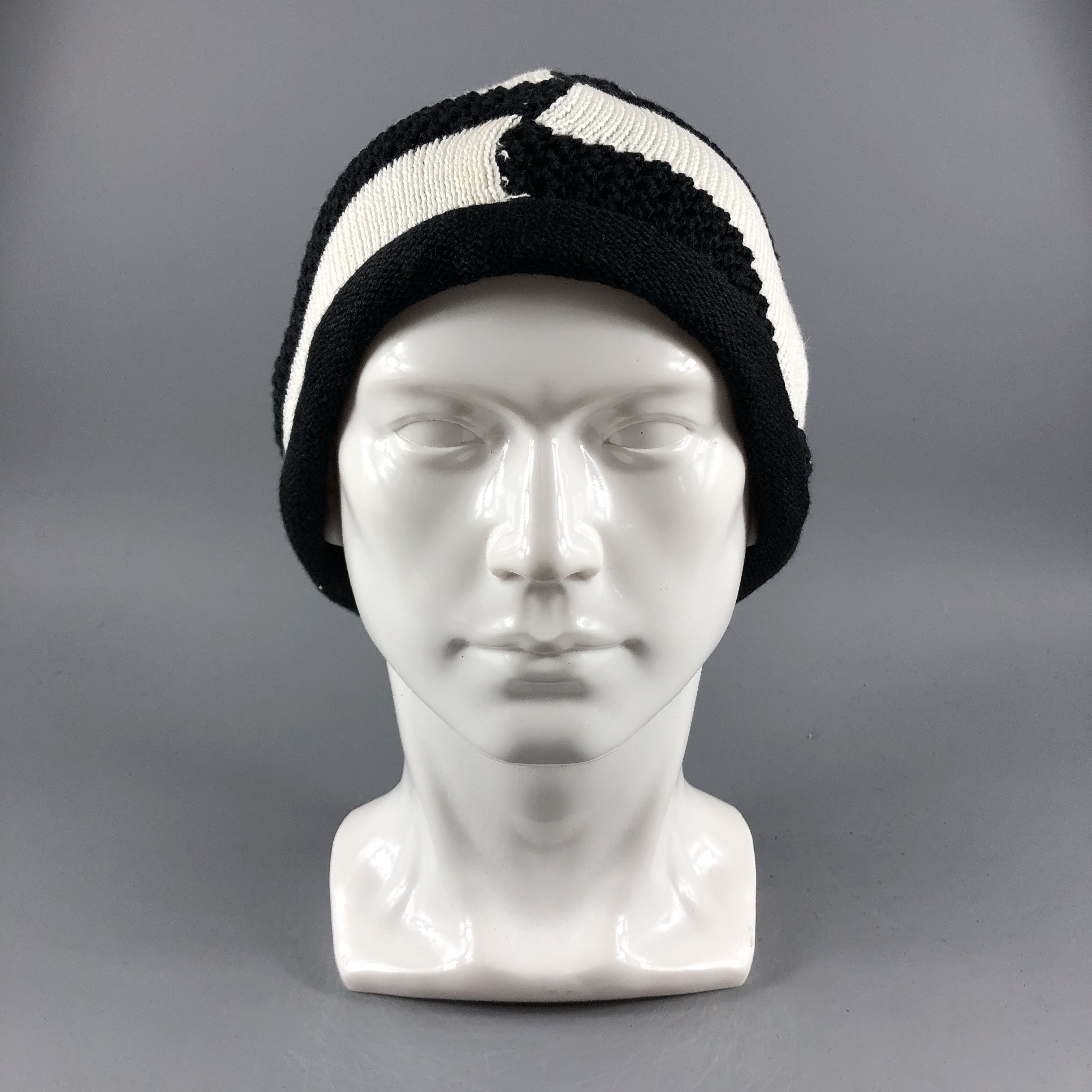 image of Vintage Hats Crochet Beanie Stripe Snow Hat B471, Men's