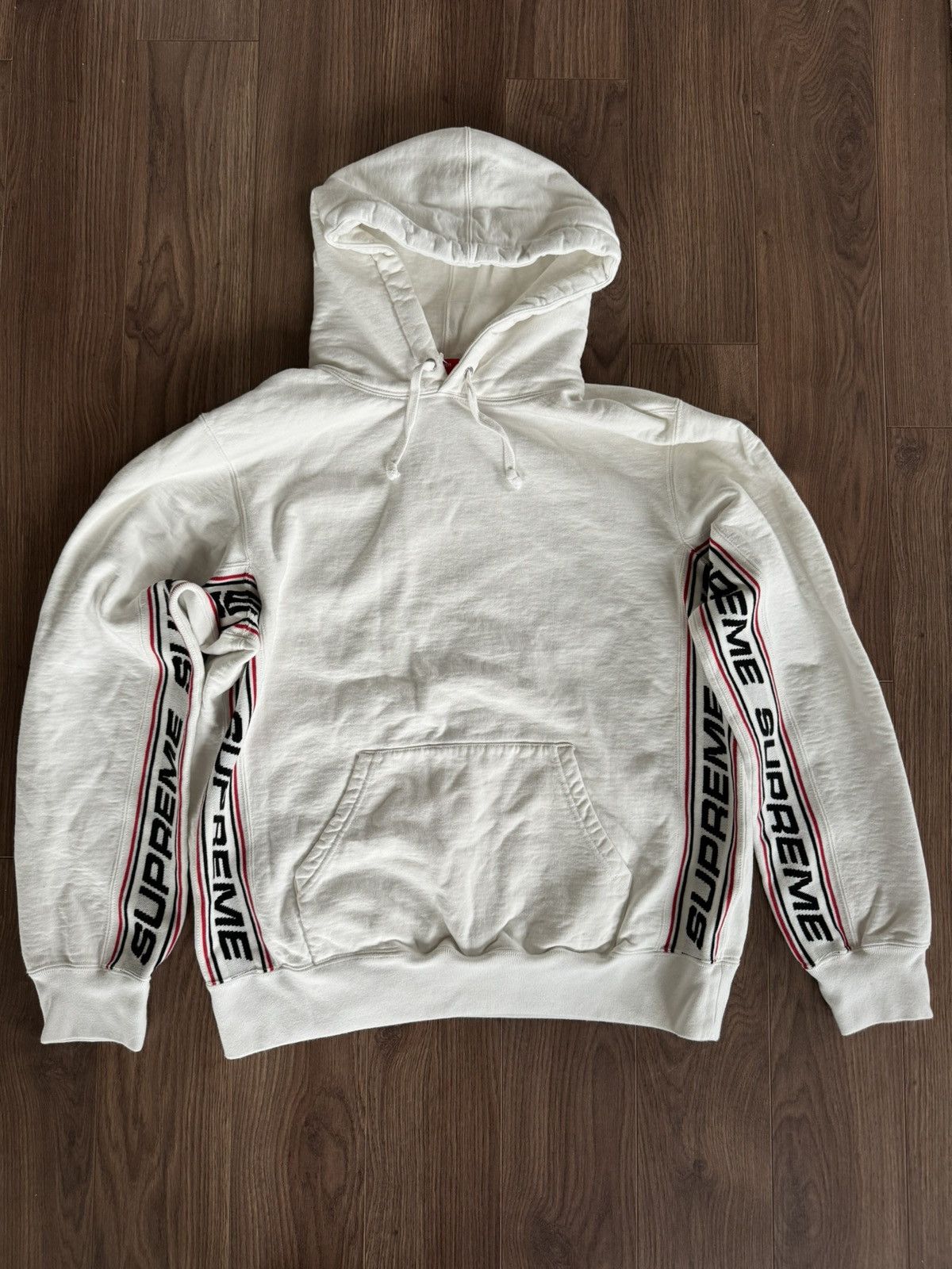 Supreme Text Rib Hooded Sweatshirt White