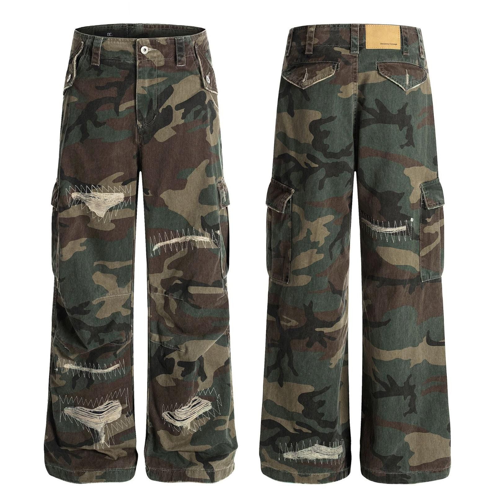 Other Camouflage Distressed Cargo Pants, Wide Leg Utility Pants Size US 32 / EU 48 - 4 Thumbnail