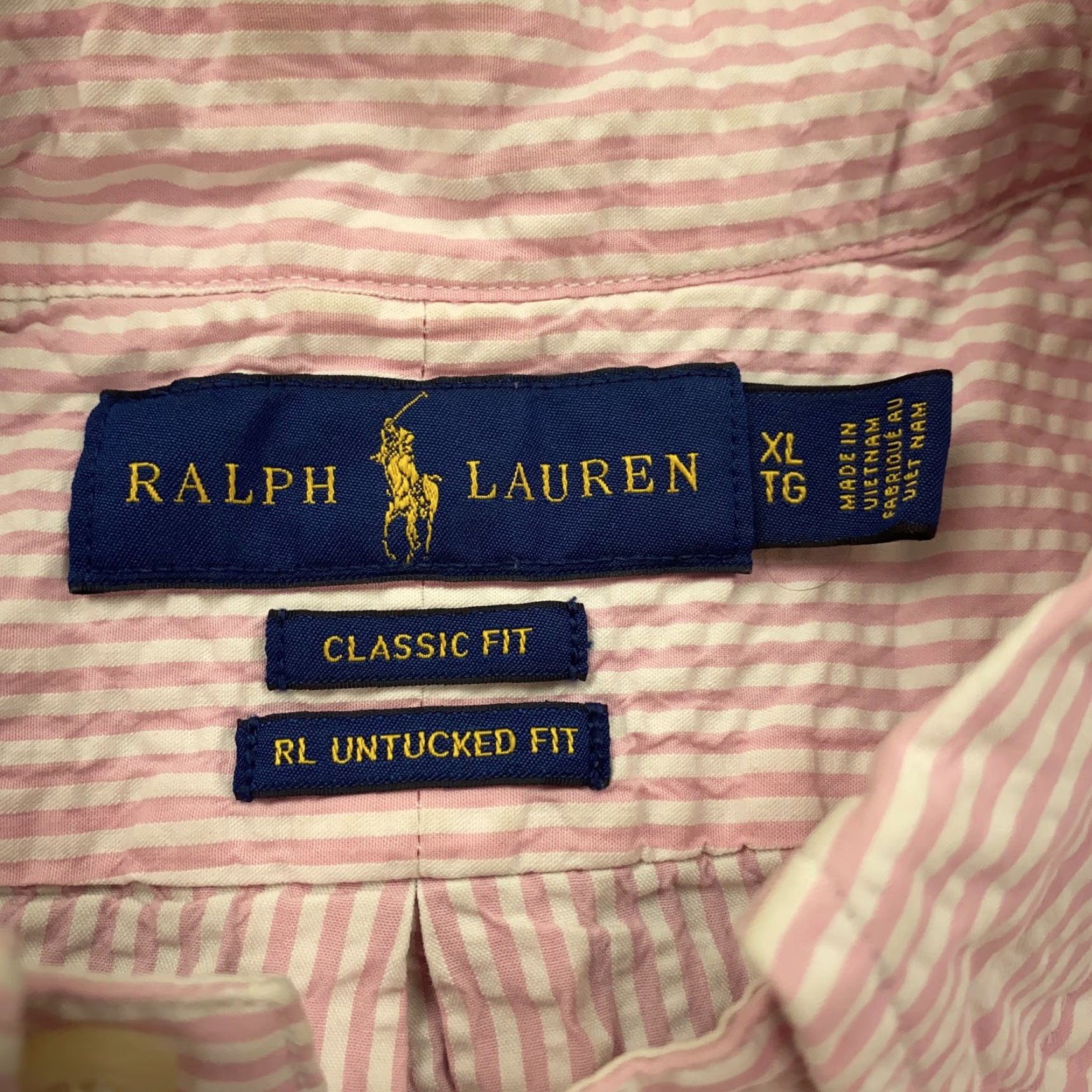 Ralph Lauren VINTAGE Ralph Lauren Polo Shirt Men XL Short Sleeve Striped Cotton Casual Golf White Pink Size US XL / EU 56 / 4 - 5 Thumbnail