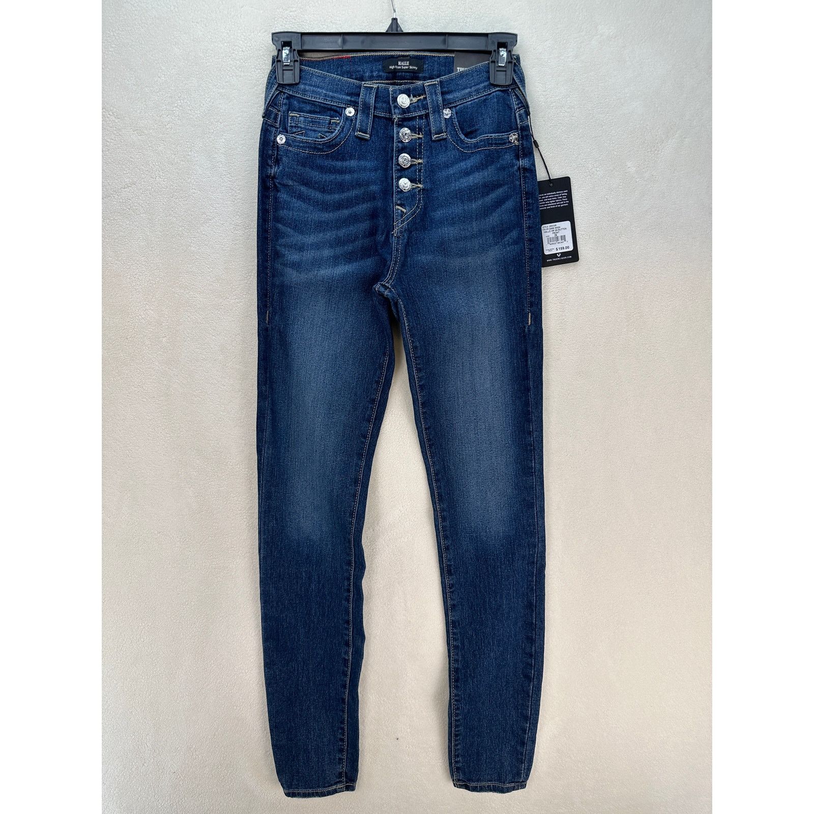 True Religion TRUE RELIGION WOMEN'S 26 HALLE HIGH RISE SUPER SKINNY MEDIUM Size 26" / US 2 / IT 38 - 1 Thumbnail