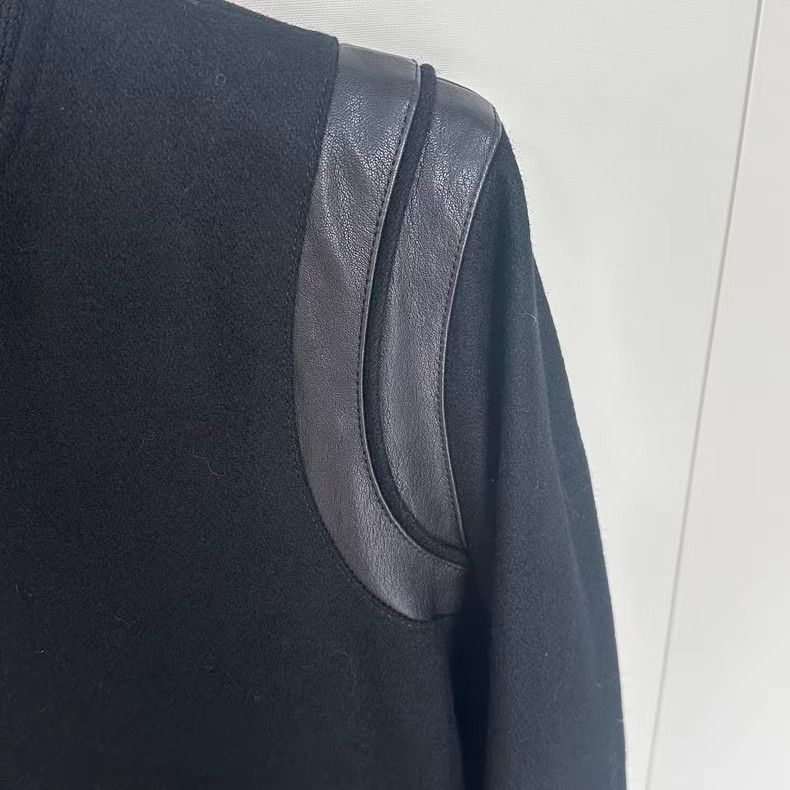 Saint Laurent Paris YSL Classic Black Wool Leather Baseball Jacket Size US L / EU 52-54 / 3 - 5 Thumbnail
