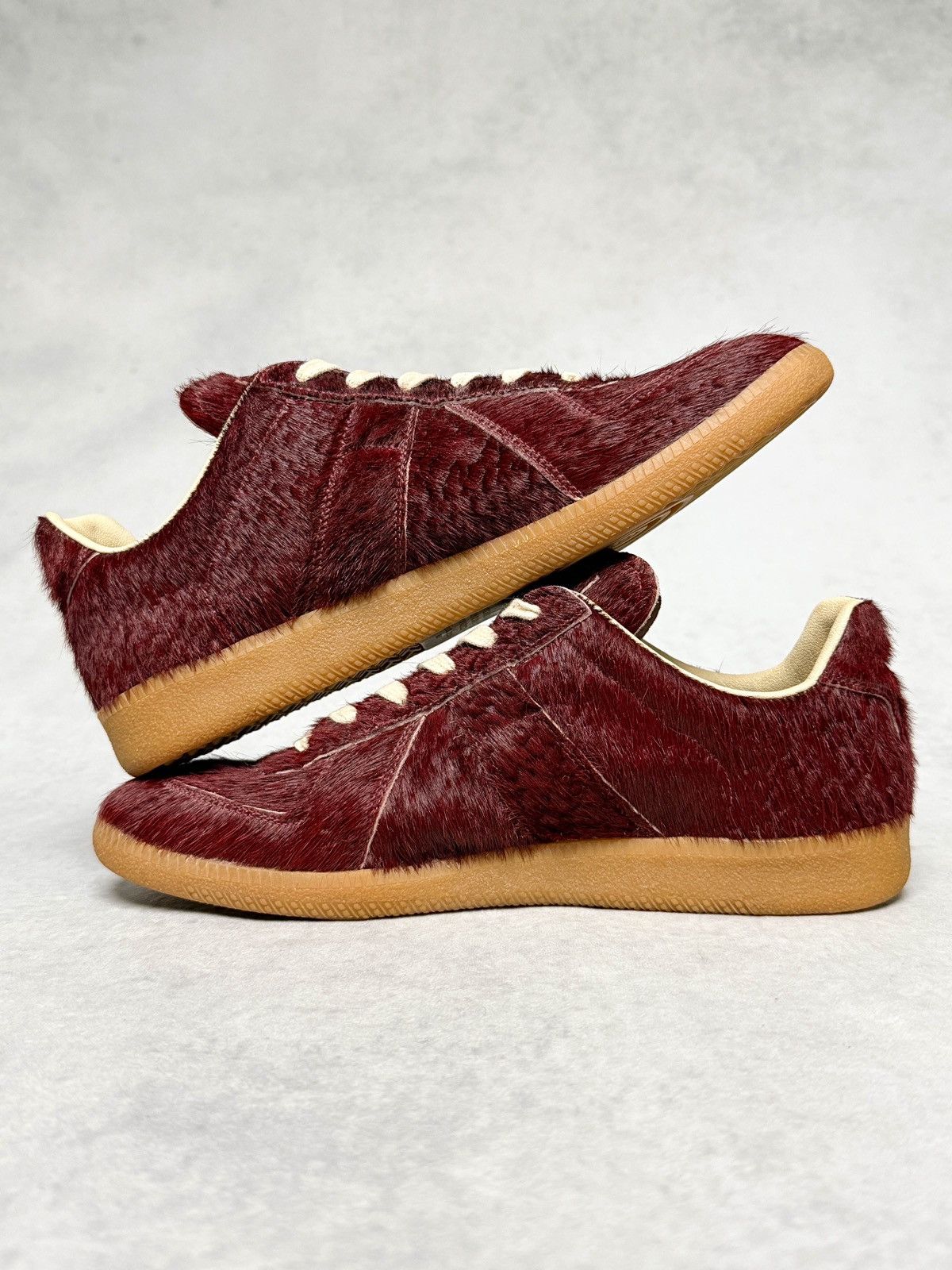 Maison Margiela Maison Margiela Pony Hair GAT Sneaker Burgundy (Sample) Size US 7 / EU 40 - 3 Thumbnail