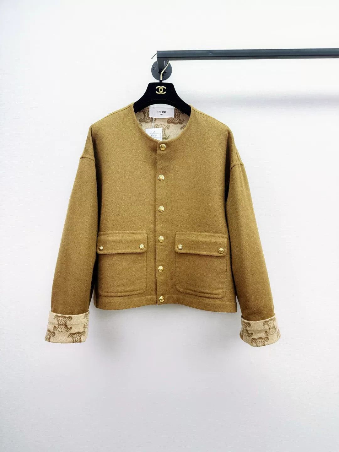 Celine Celine Wool Triomphe Monogram Coat Size US XXS / EU 40 - 1 Thumbnail