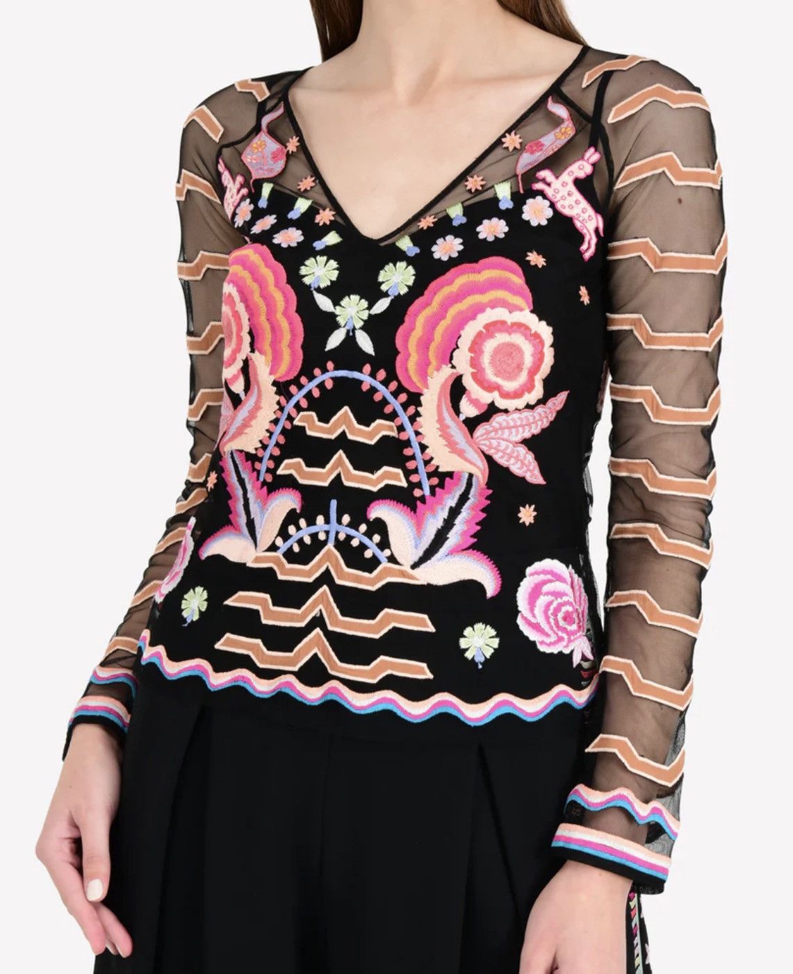 Temperley London Temperley London Chimera Top Embroidered Designer Blouse Size M / US 6-8 / IT 42-44 - 2 Thumbnail