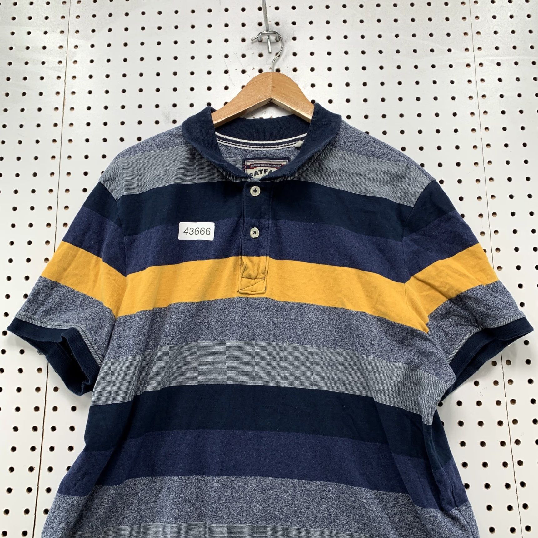 Vintage Fat Face Polo Shirt Mens 2XL Striped Short Sleeve Collared Golf Casual Yellow Blue Mens 2XL Polo Size US XXL / EU 58 / 5 - 2 Thumbnail