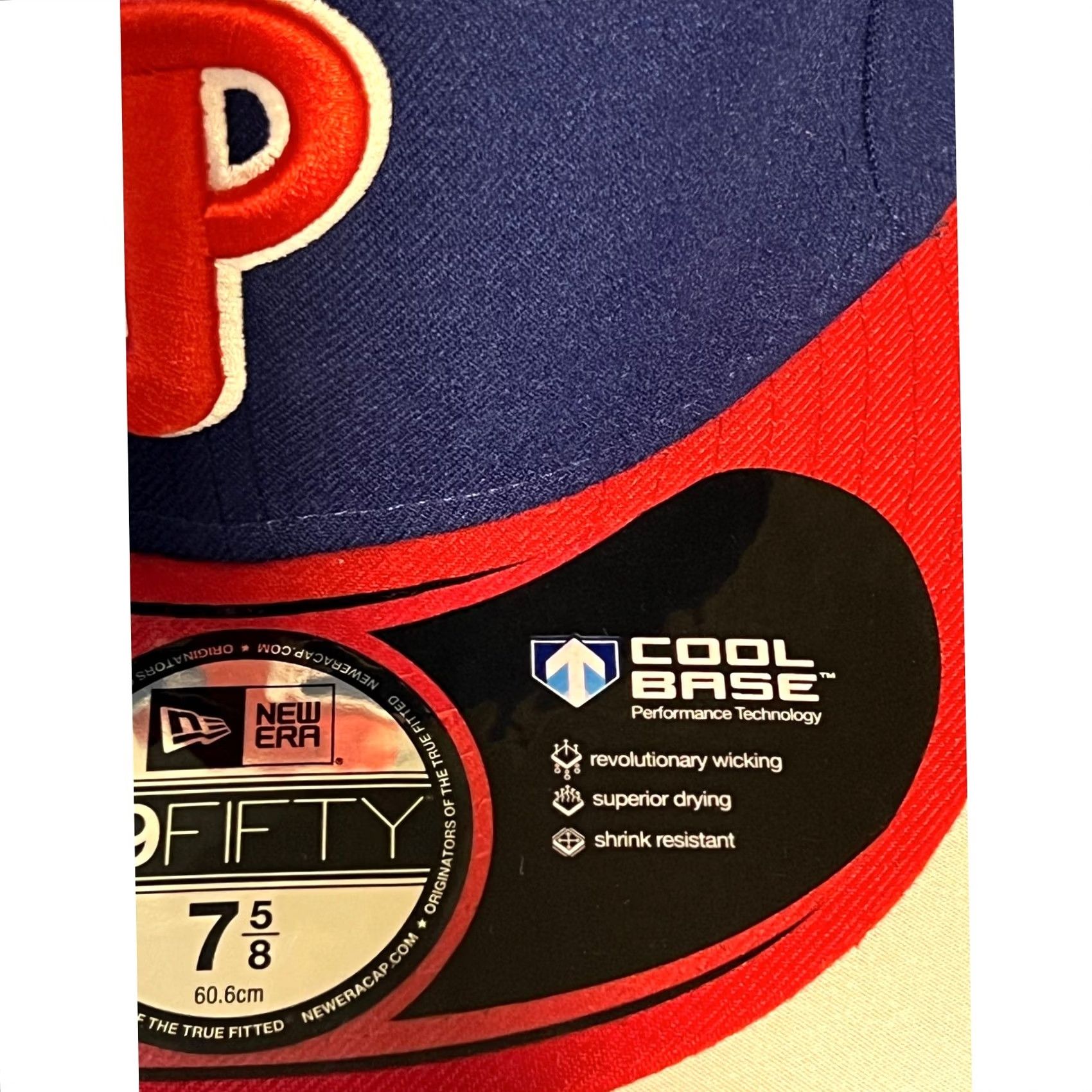 New Era New Era 59FIFTY Hat Mens 7 5/8 Blue Red Phillies On-field Cap MLB Fitted Cap Blue Red Size ONE SIZE - 3 Thumbnail