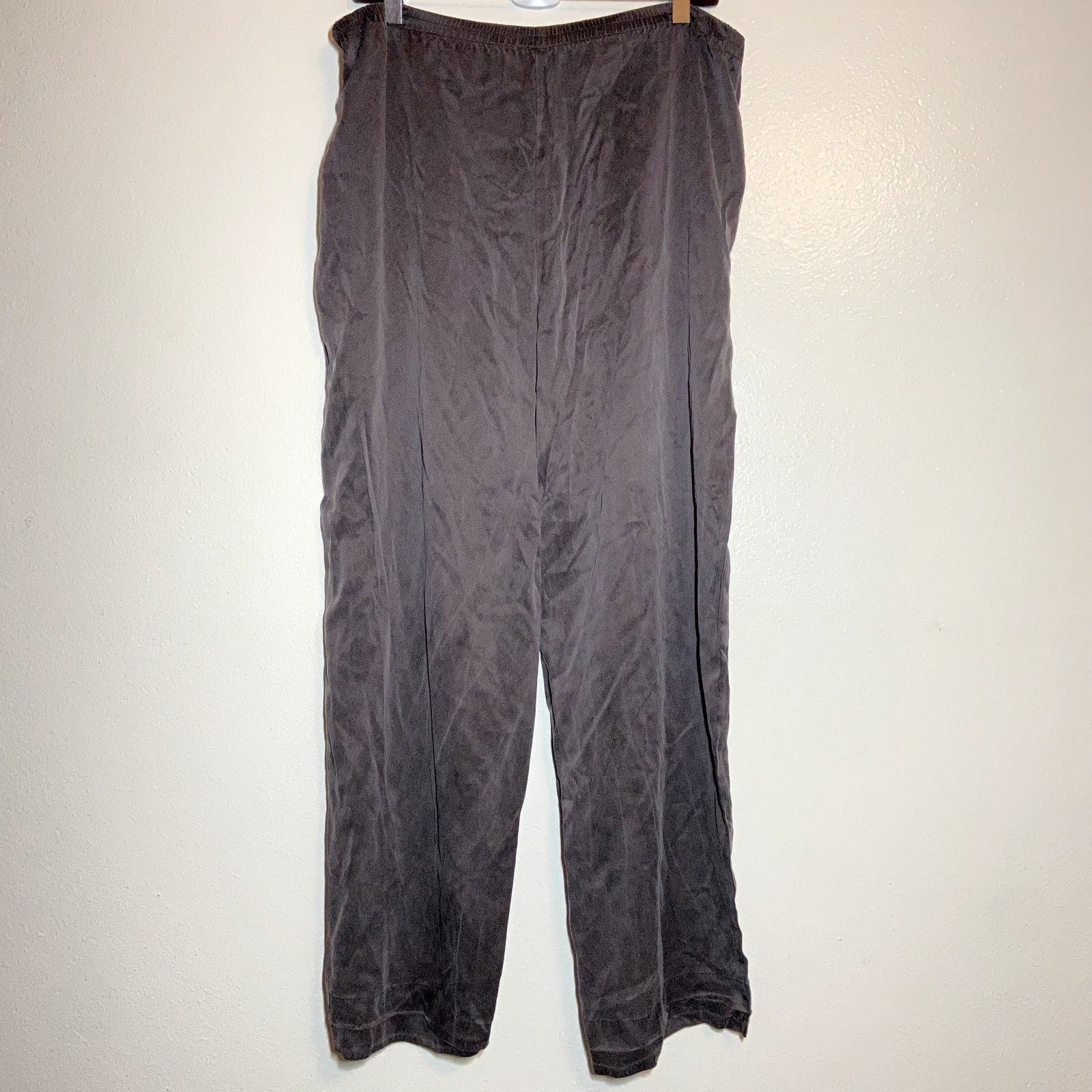 Other Eileen Fisher 100% Silk Crepe Pants Ankle Wide Leg Pewter S Size 28" / US 6 / IT 42 - 6 Thumbnail