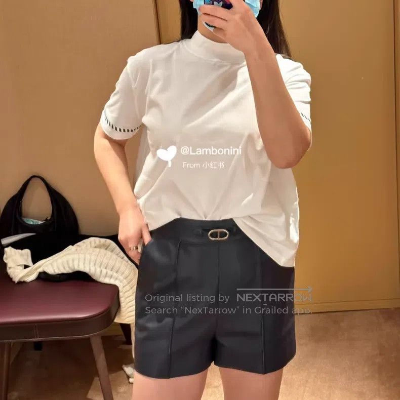 Hermes Hermes Pig Nose Buckle Dark Blue Sheepskin Short Pants Size 25" / US 0 / IT 36 - 8 Thumbnail