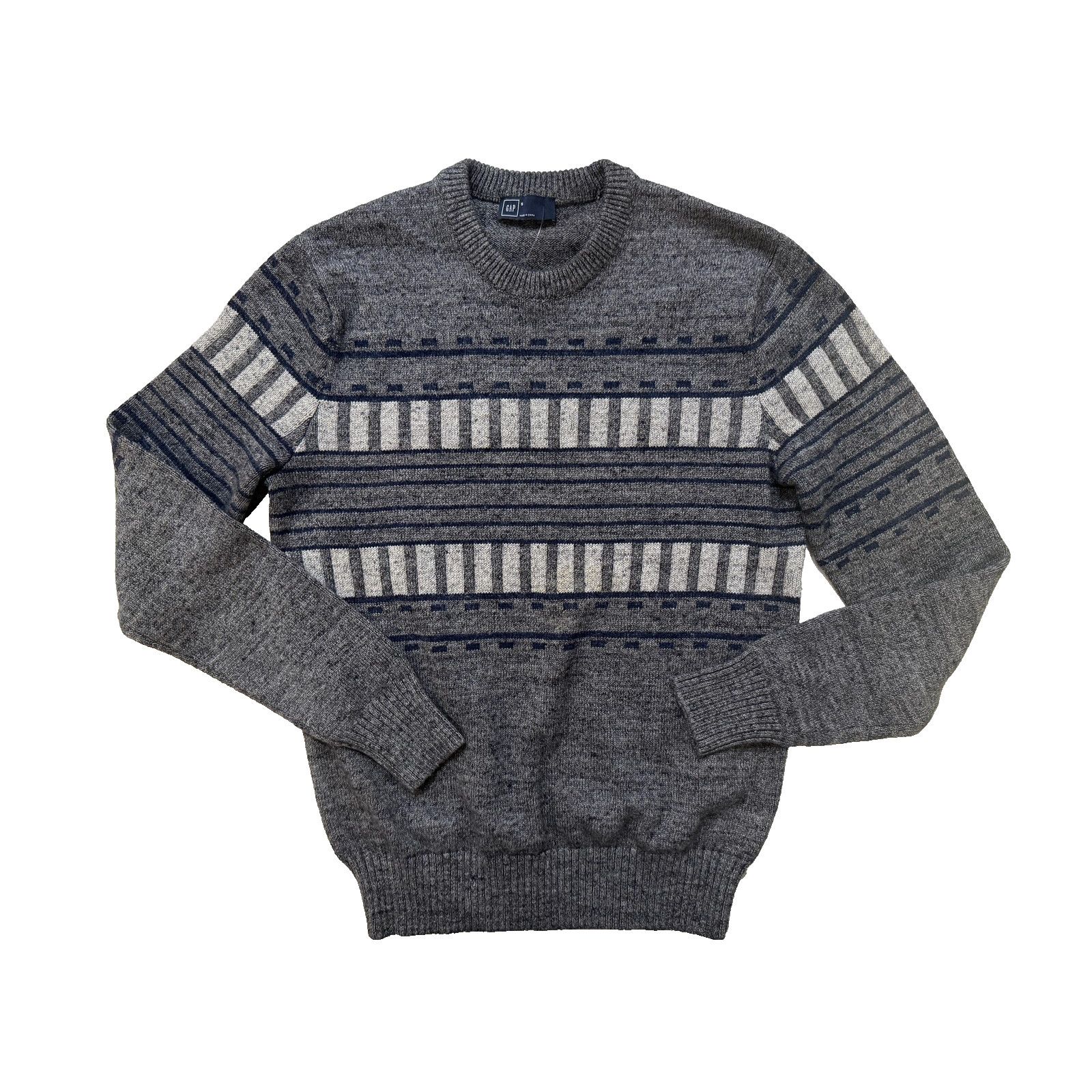 Gap GAP Sweater Mens SM Gray Blue Fair Isle Stripe Crewneck NWT Size US S / EU 44-46 / 1 - 1 Thumbnail